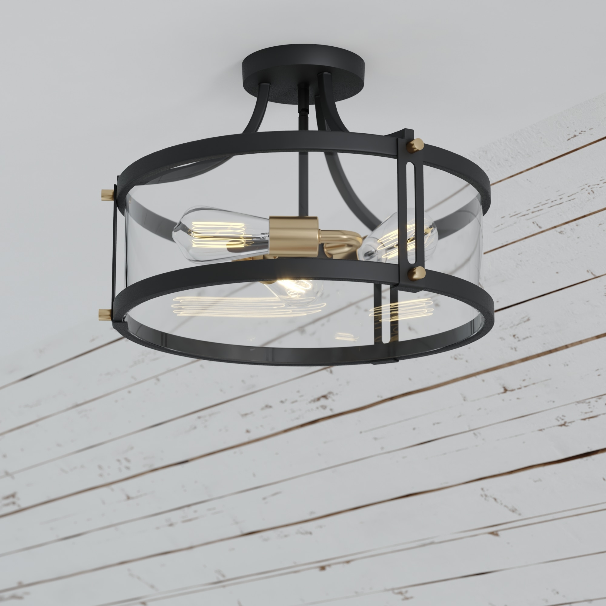 Cascadia C0255 Holbrook 3 -Light 15.75-in Matte Black Semi Flush Mount Light