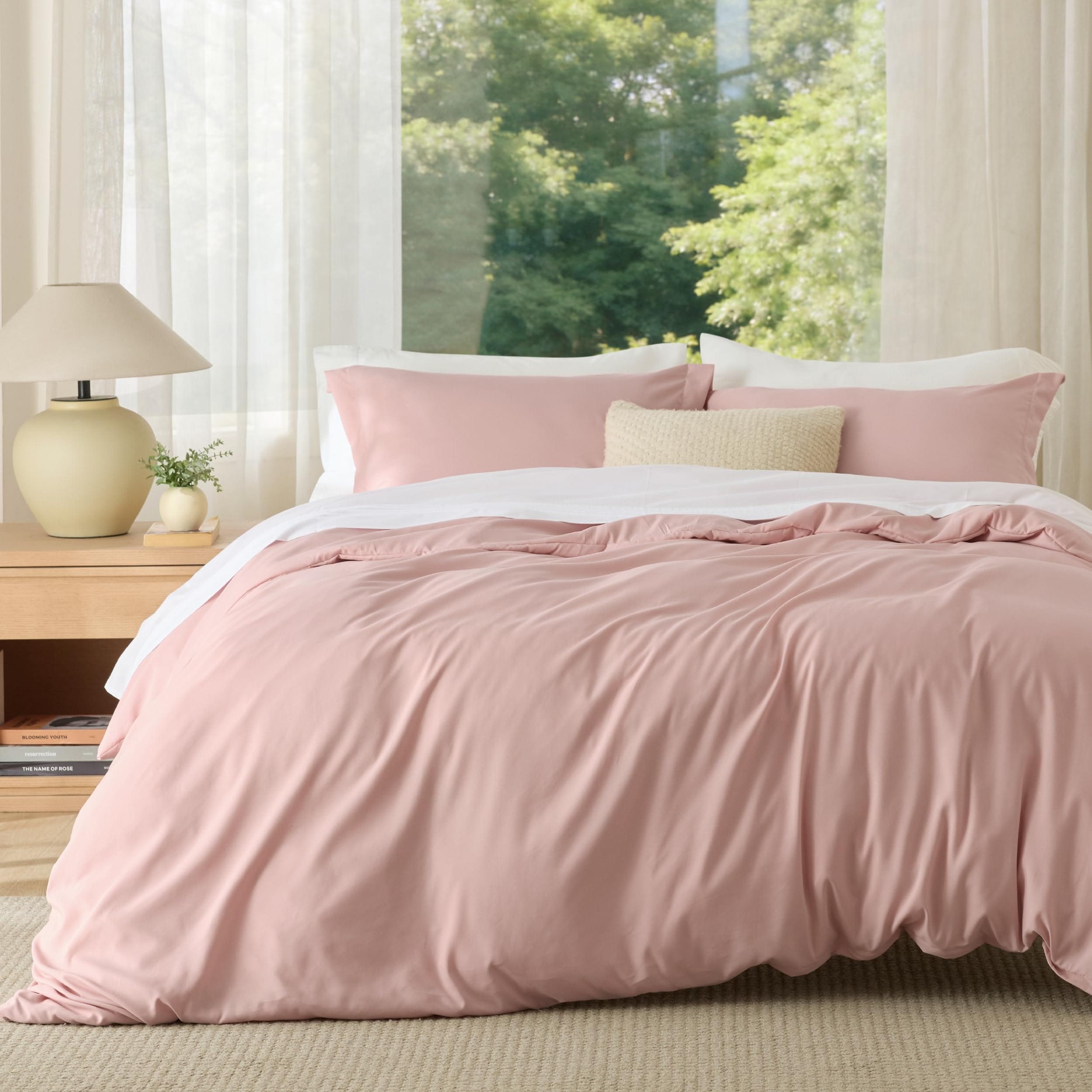 Bedsure 104x90 King 3-Piece Pink Duvet Cover Set