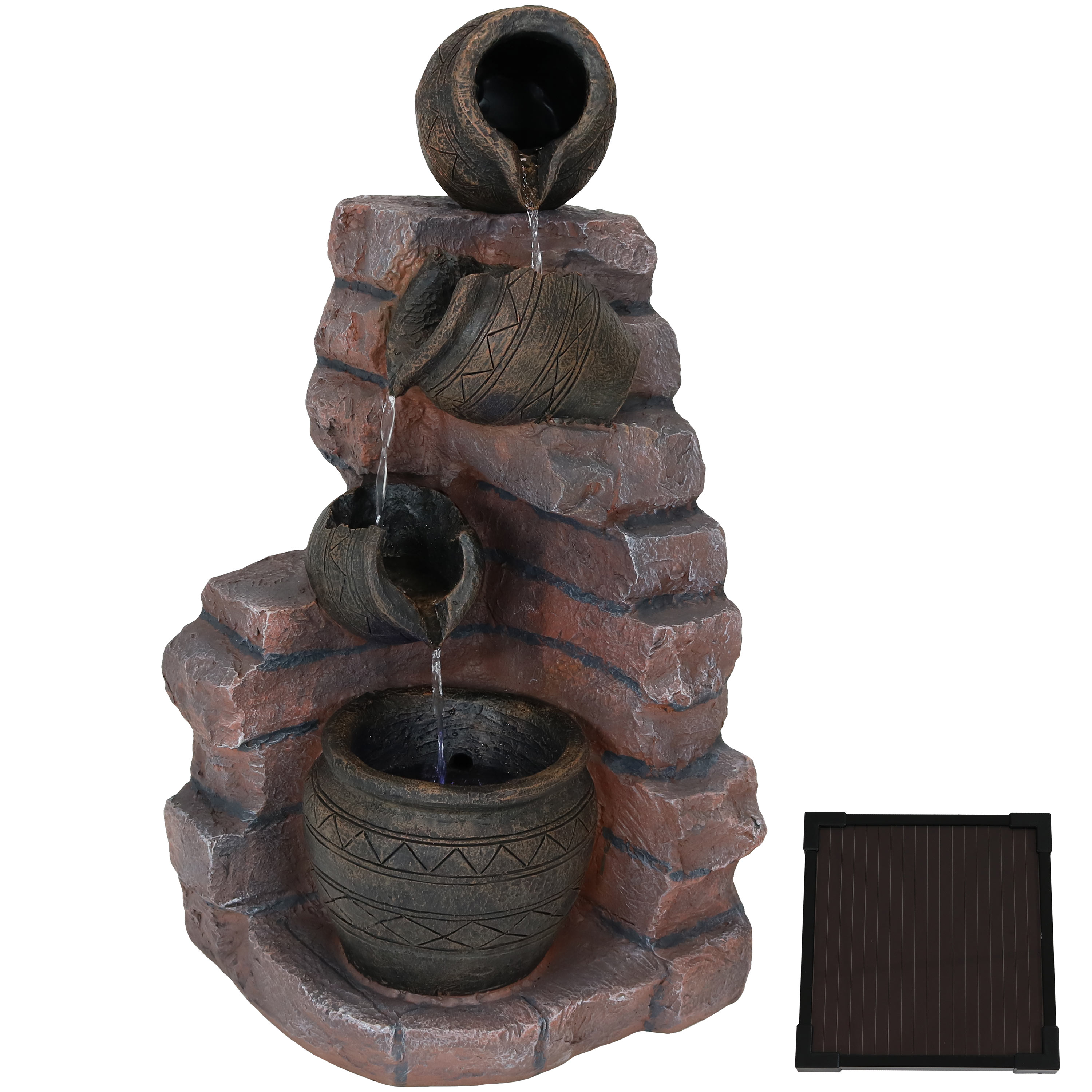 Sunnydaze Decor SL-0430 27-in H Resin Solar Tiered Outdoor Fountain Pump Included