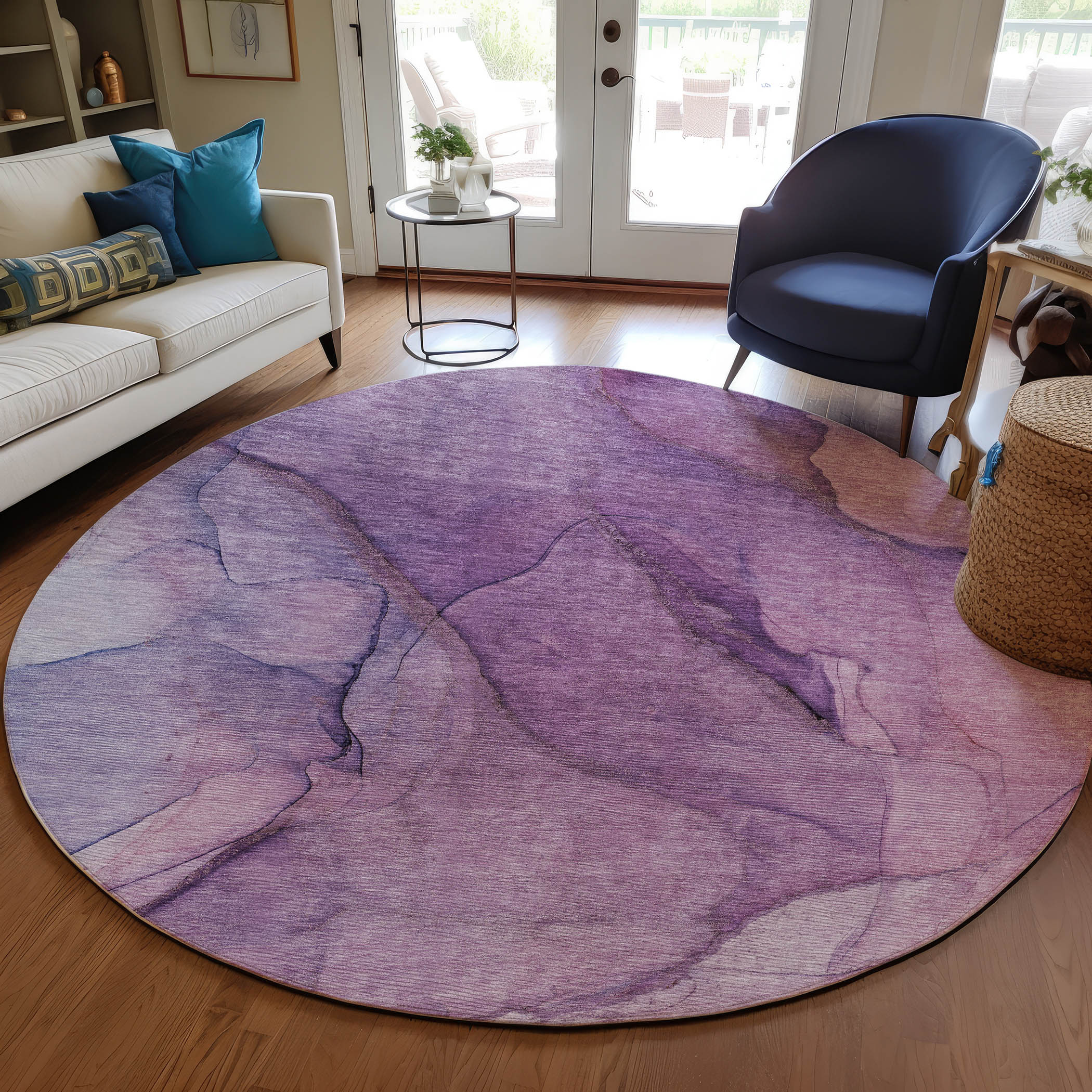 Addison Rugs ACN607PP8RO Chantille ACN607PP 8 x 8 (ft) Polyester Purple Round Indoor/Outdoor Abstract Machine washable Area rug