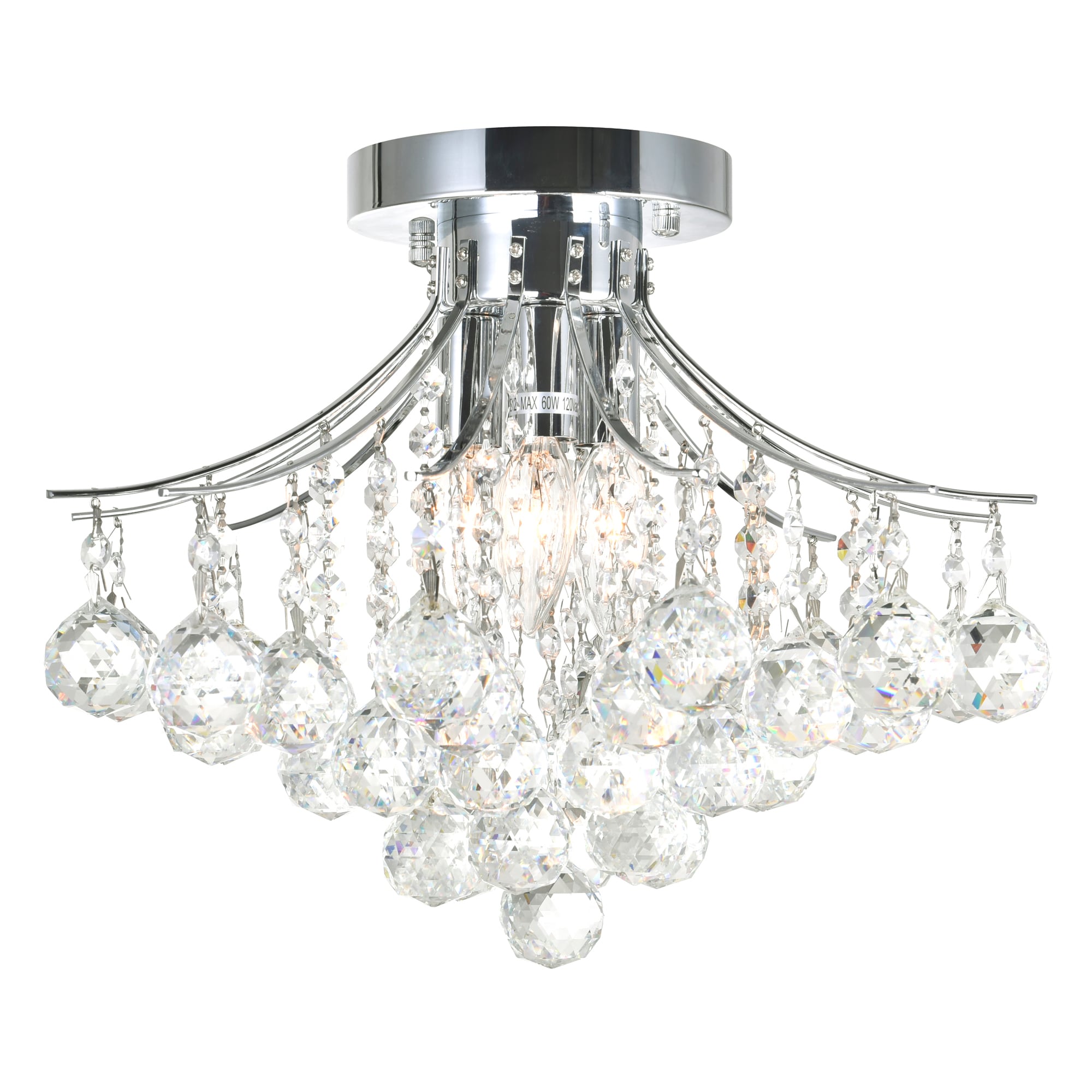 CWI Lighting Princess 4-Light 16-in Chrome Flush Mount Light in the ...