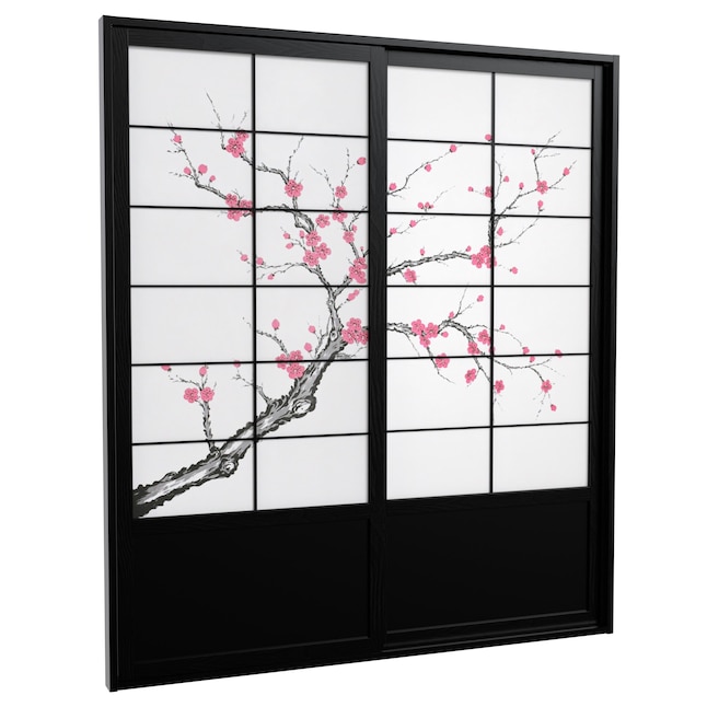 Red Lantern Oriental Furniture 72-in x 82-in Black 2-Panel Square Stained Pine Wood Sliding Door (Hardware Included) Red Lantern Oriental Furniture 72-in x 82-in Black 2-Panel Square Stained Pine Wood Sliding Door (Hardware Included)