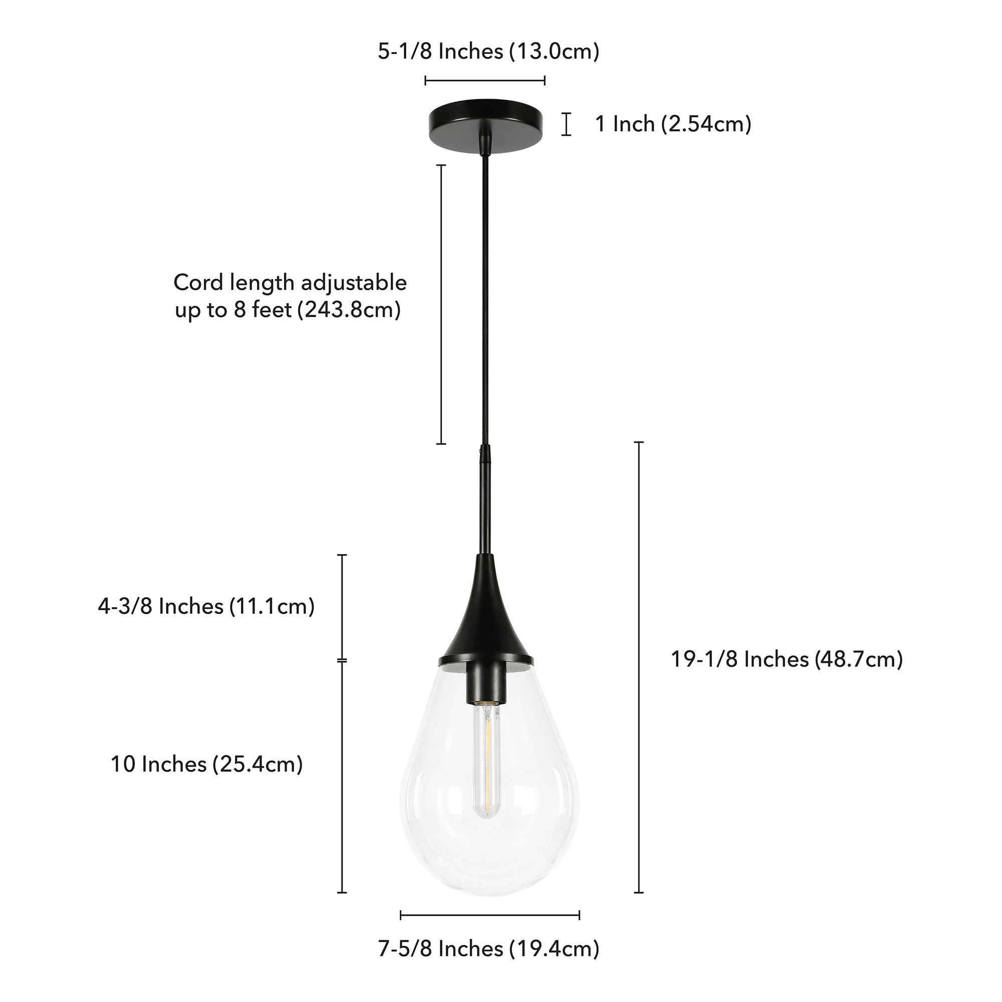 Ambrose Teardrop Glass Pendant with Polished Nickel Base