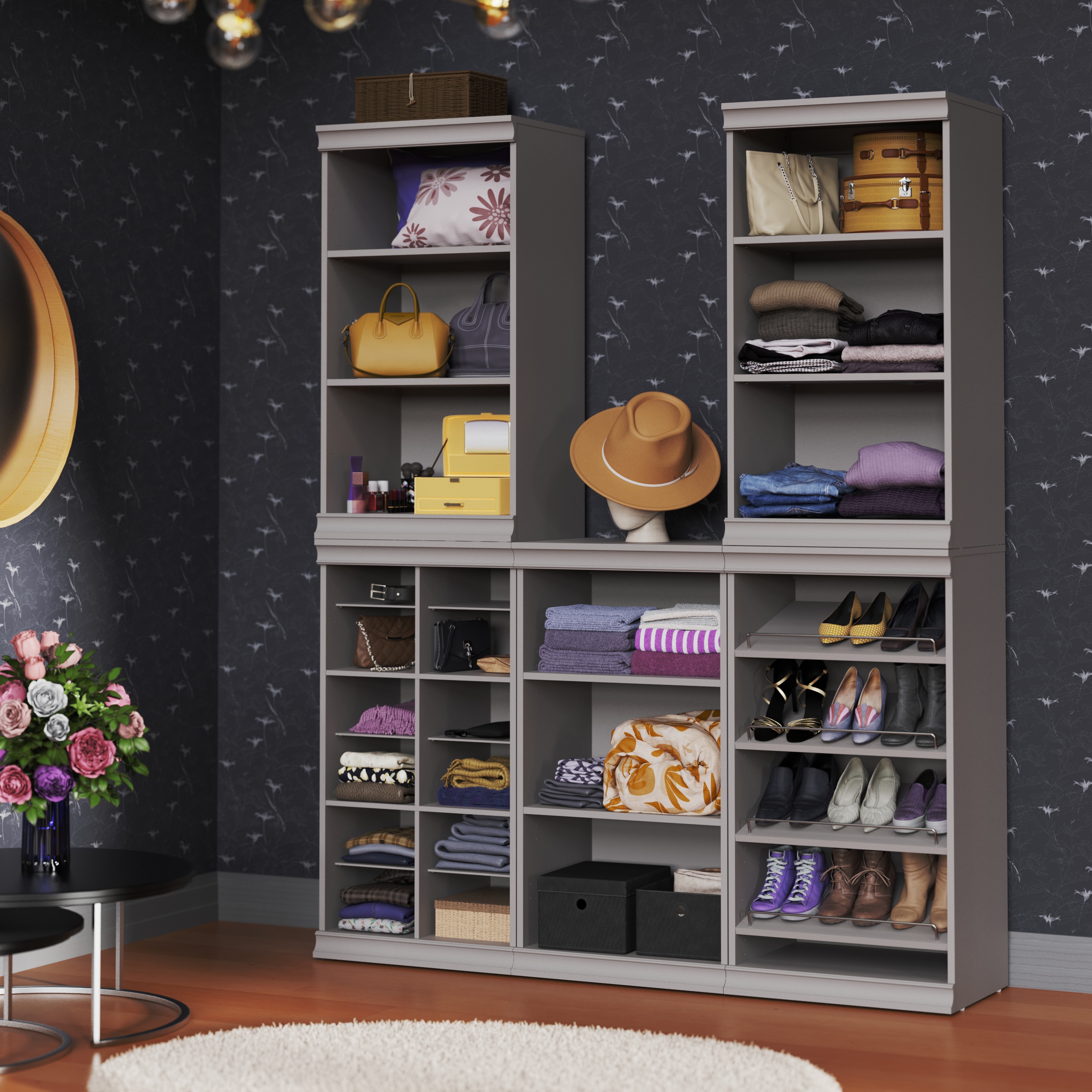 ClosetMaid  Smoky Taupe Gray Modular Closet Stackable Storage Collection