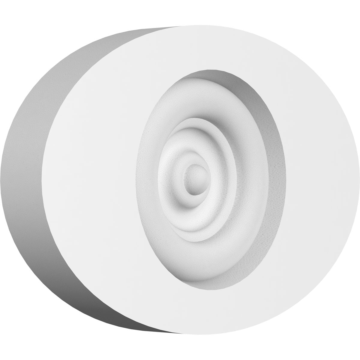 Ekena Millwork ROSP040X028X050DAL02 Standard Dalton Bullseye with Square Edge Bullseye 4-in x 2.75-in Round Unfinished PVC Rosette