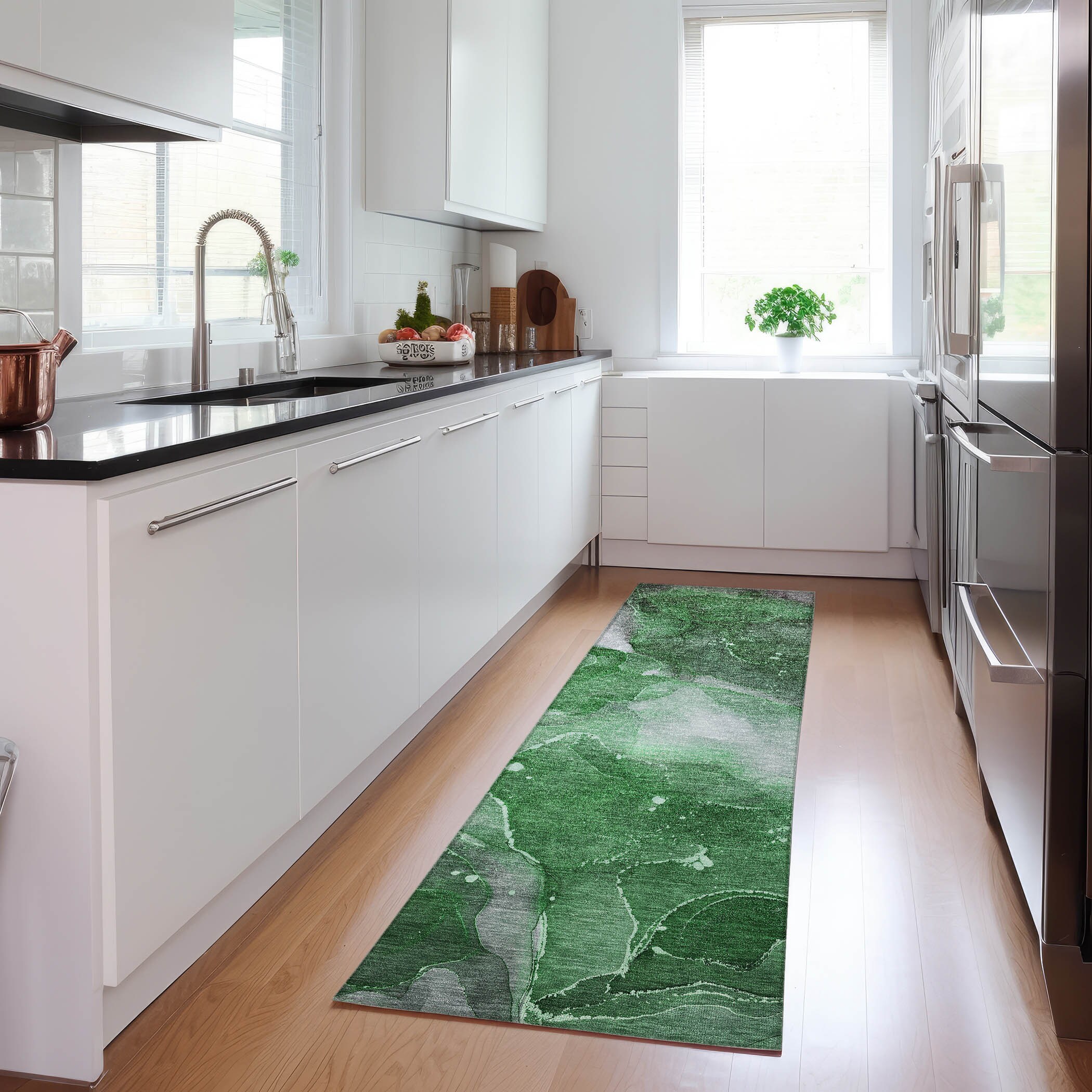 Addison Rugs ACN522EM2X8 Chantille ACN522EM 2 x 7 (ft) Polyester Emerald Rectangular Indoor/Outdoor Abstract Machine washable Area rug