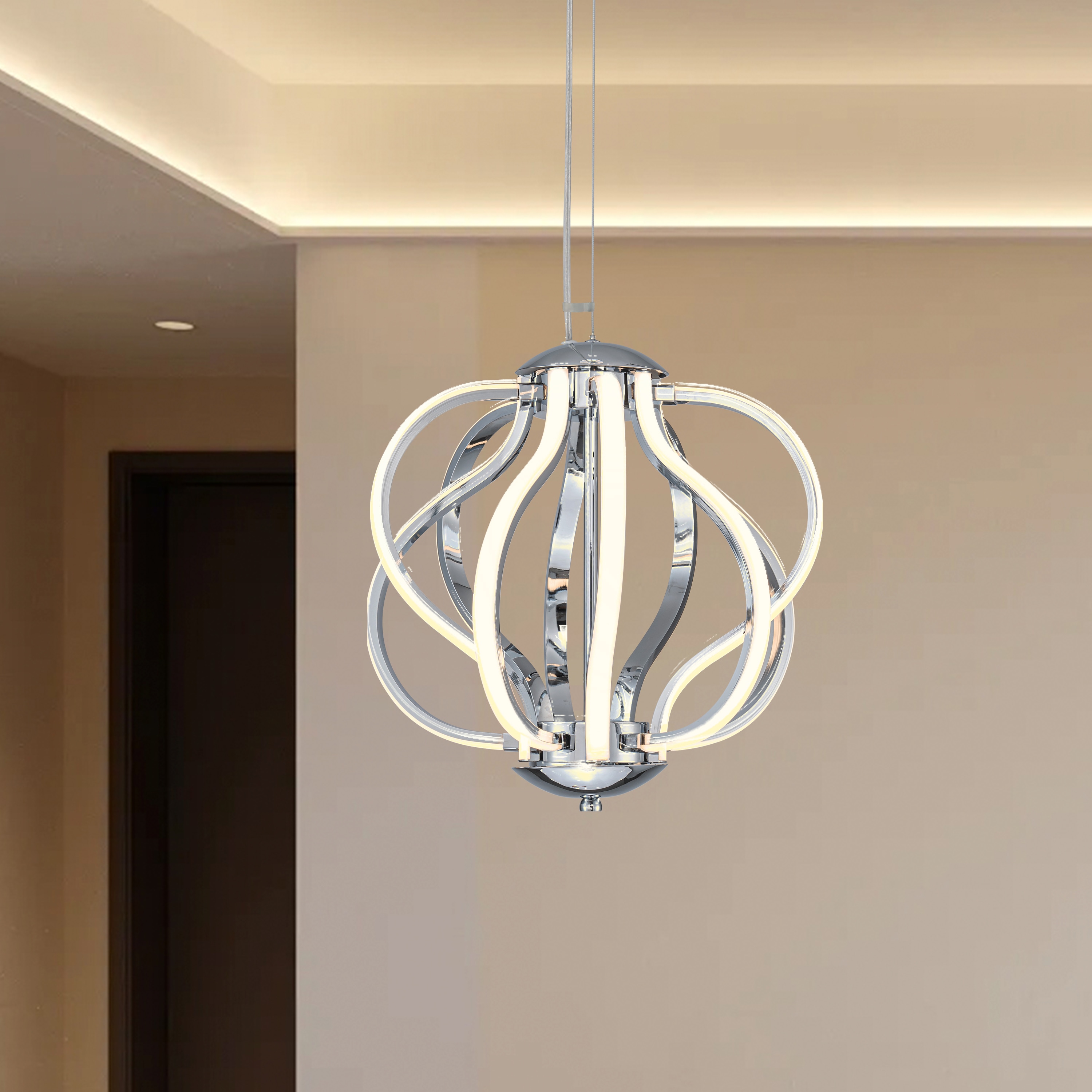 C Cattleya LCA2550-JUN-SH 1 -Light Chrome Modern/contemporary Integrated LED For Use in Dining Rooms, Foyers, Kitchens, Living Rooms Chandelier
