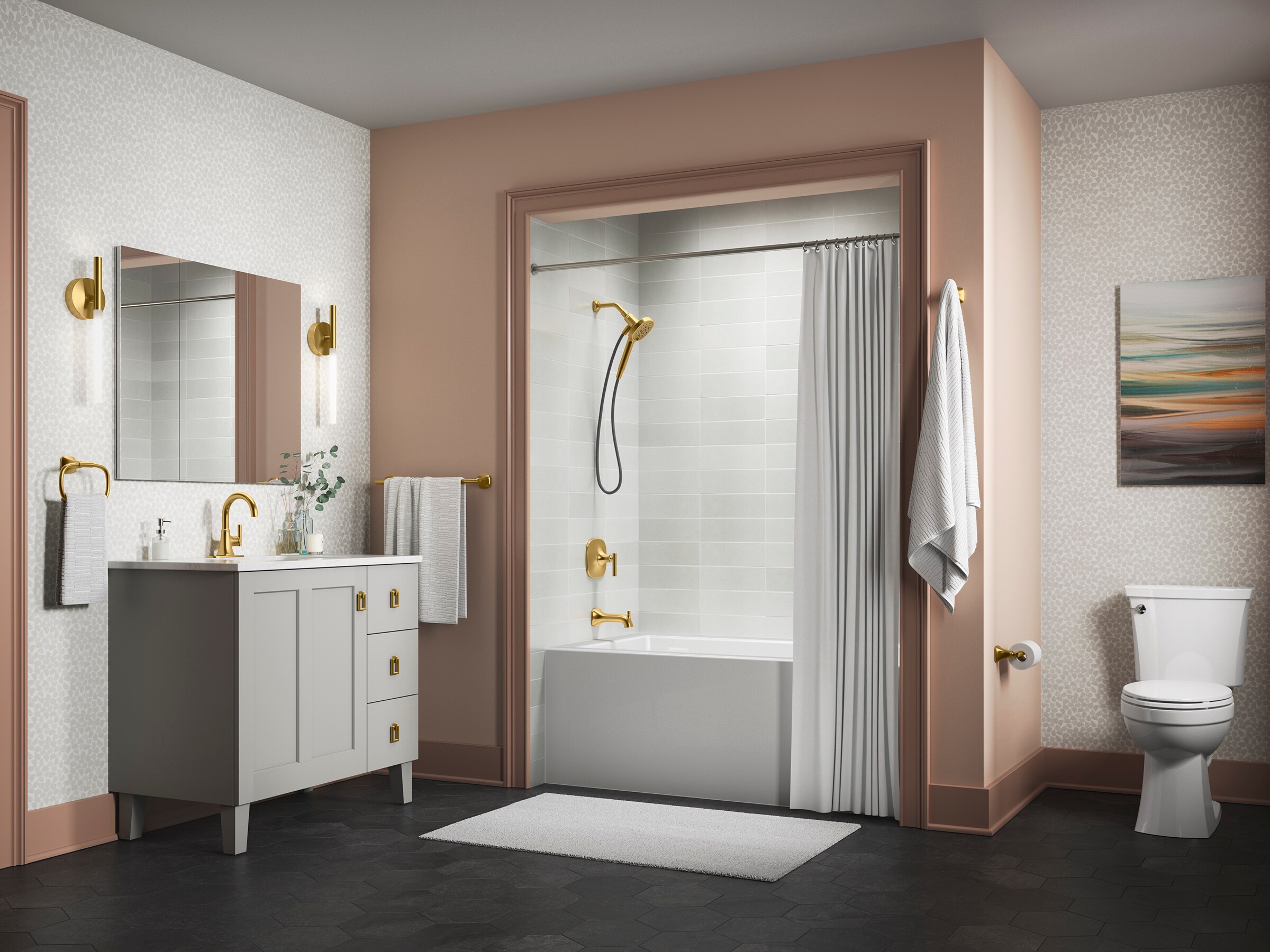 KOHLER Rill Vibrant Brushed Moderne Brass Single Hole 1Handle