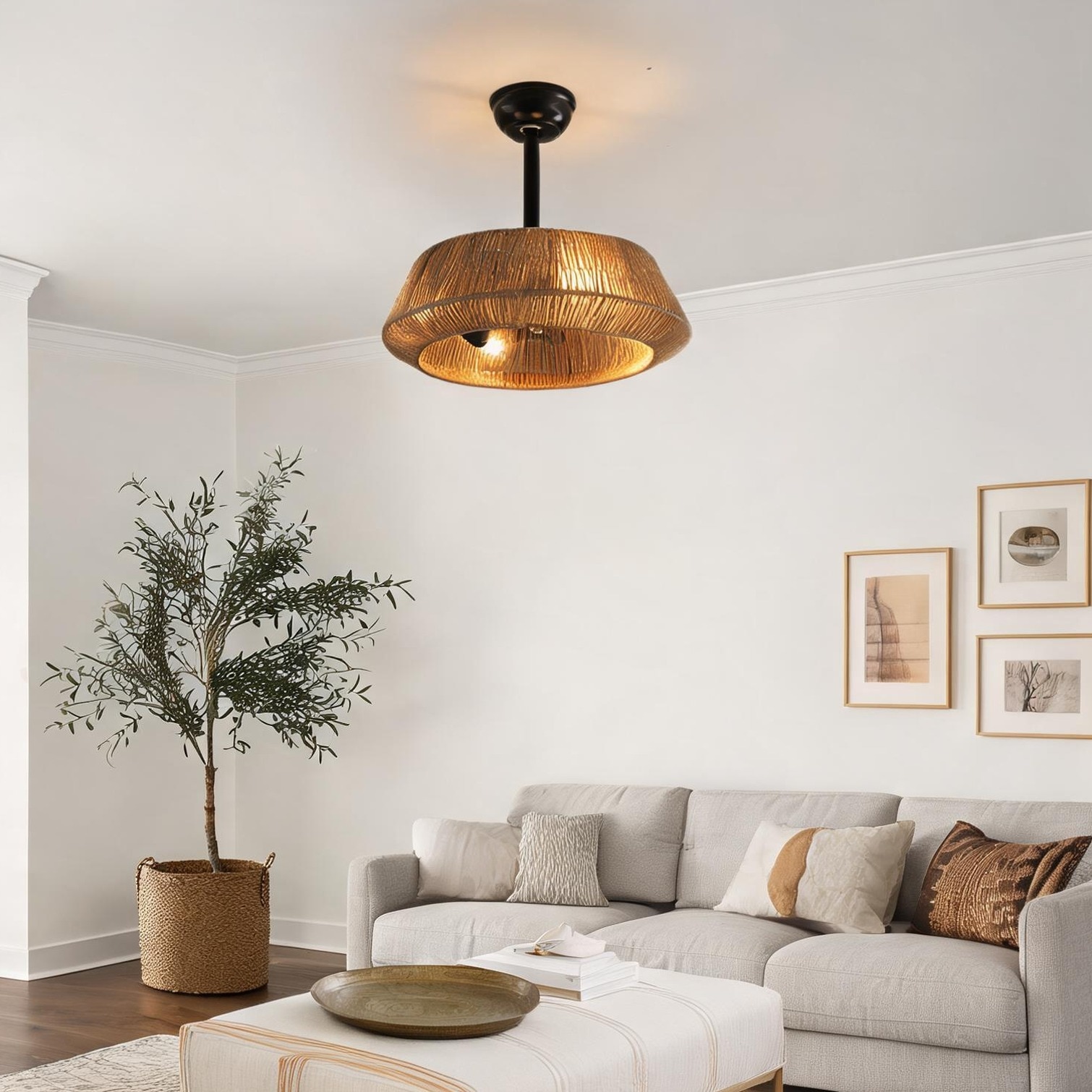 Watnature Matte Black Light Ceiling Fan combining Seasonal Airflow 19 in and LED Illumination