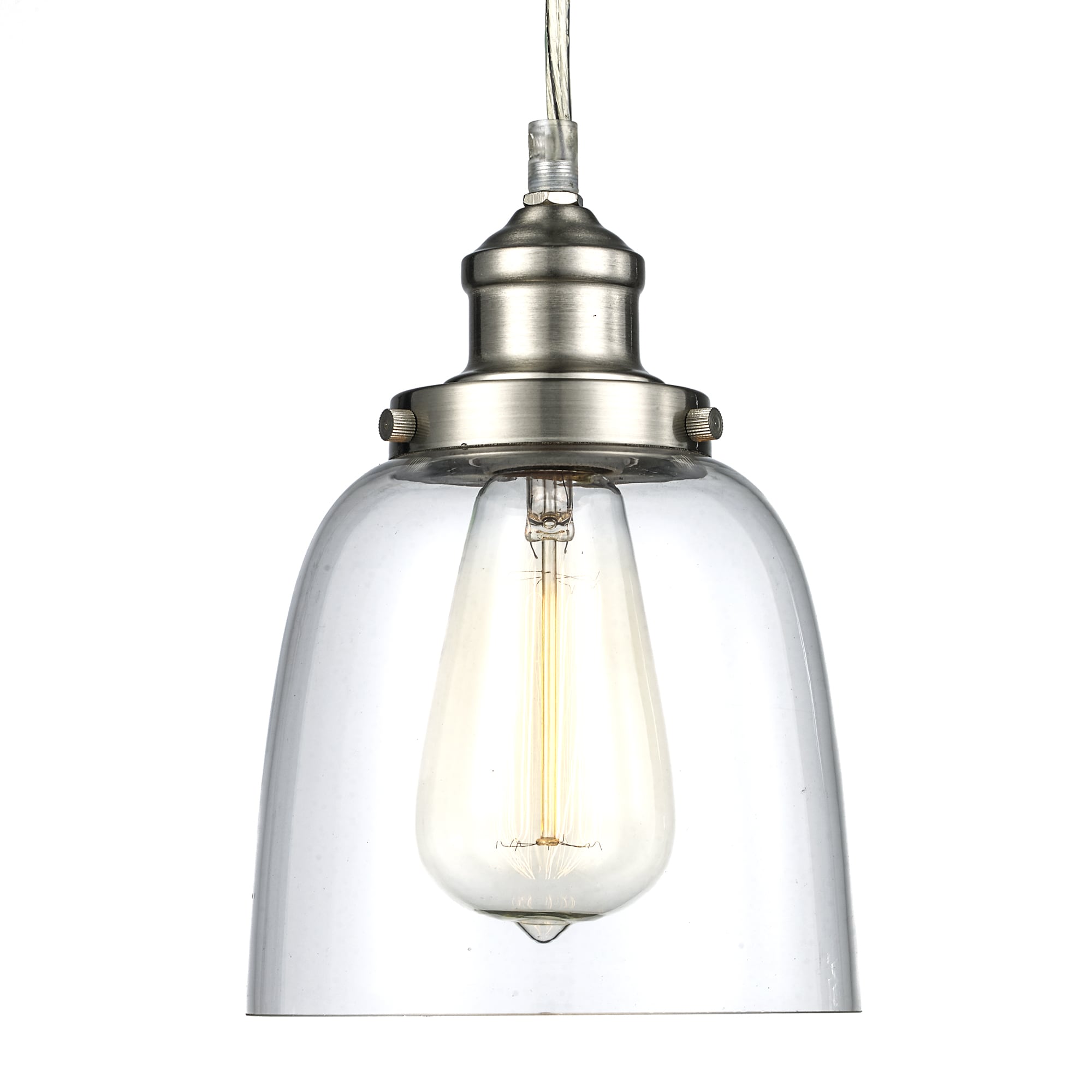 Brushed Nickel 6" Glass Indoor/Outdoor Bowl Pendant Light