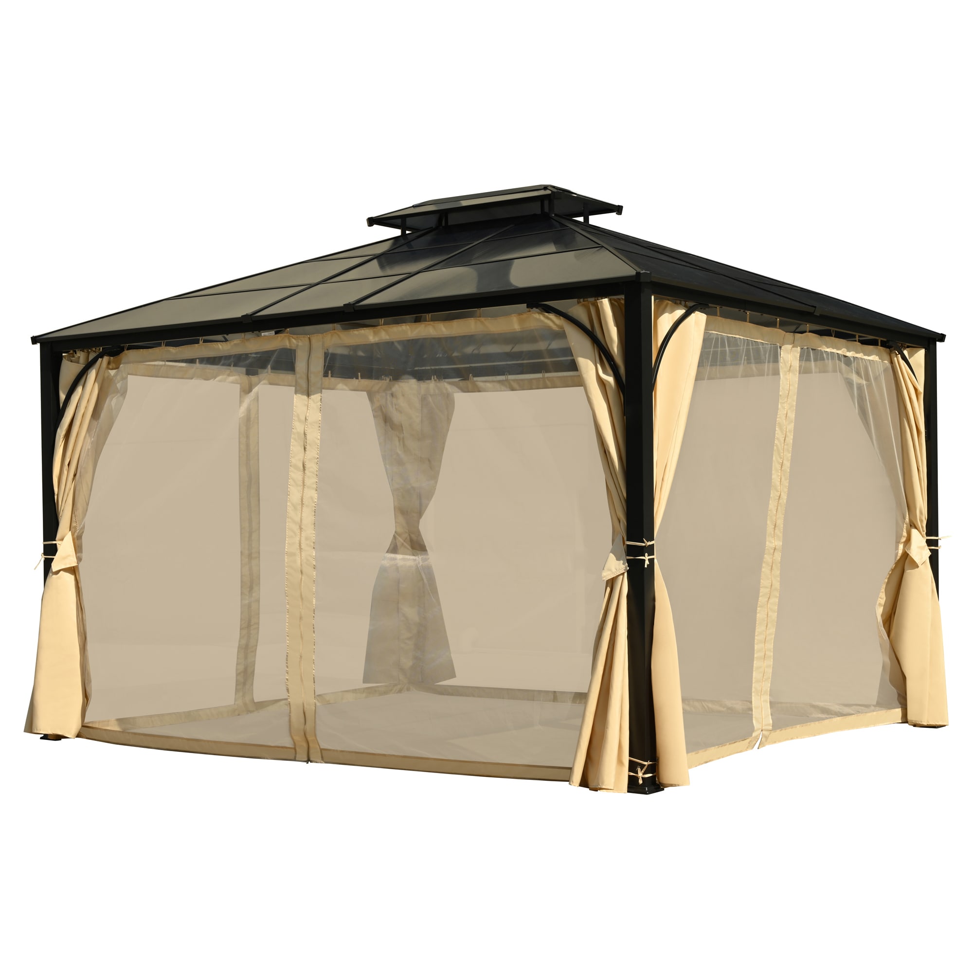 SINOFURN SYA020336BG Semi-permanent Gazebo with Hardtop Roof (Screen Included)
