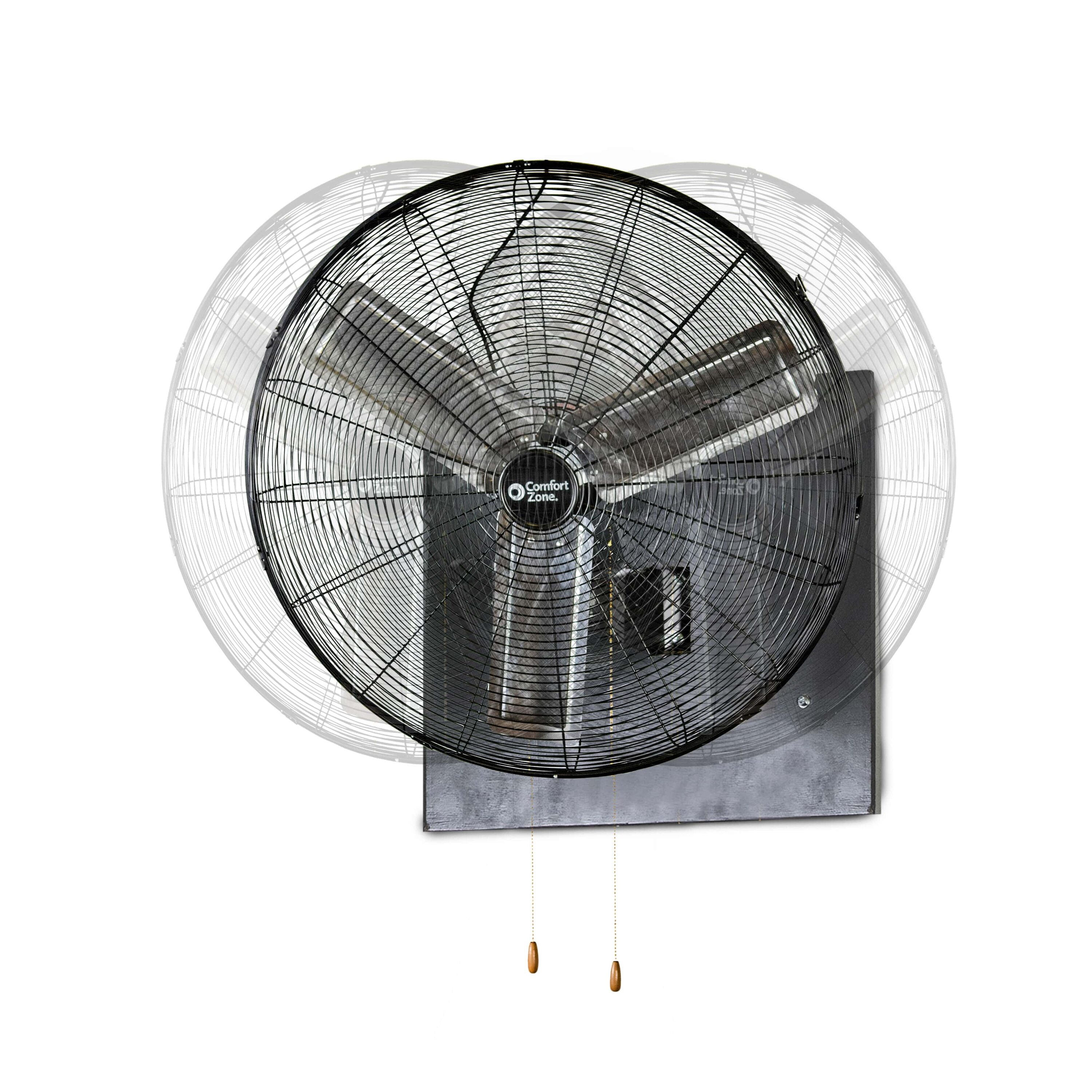 Comfort Zone PowerGear 30-in Plug-in Oscillation Indoor Silver Wall Mounted Fan in the Wall 