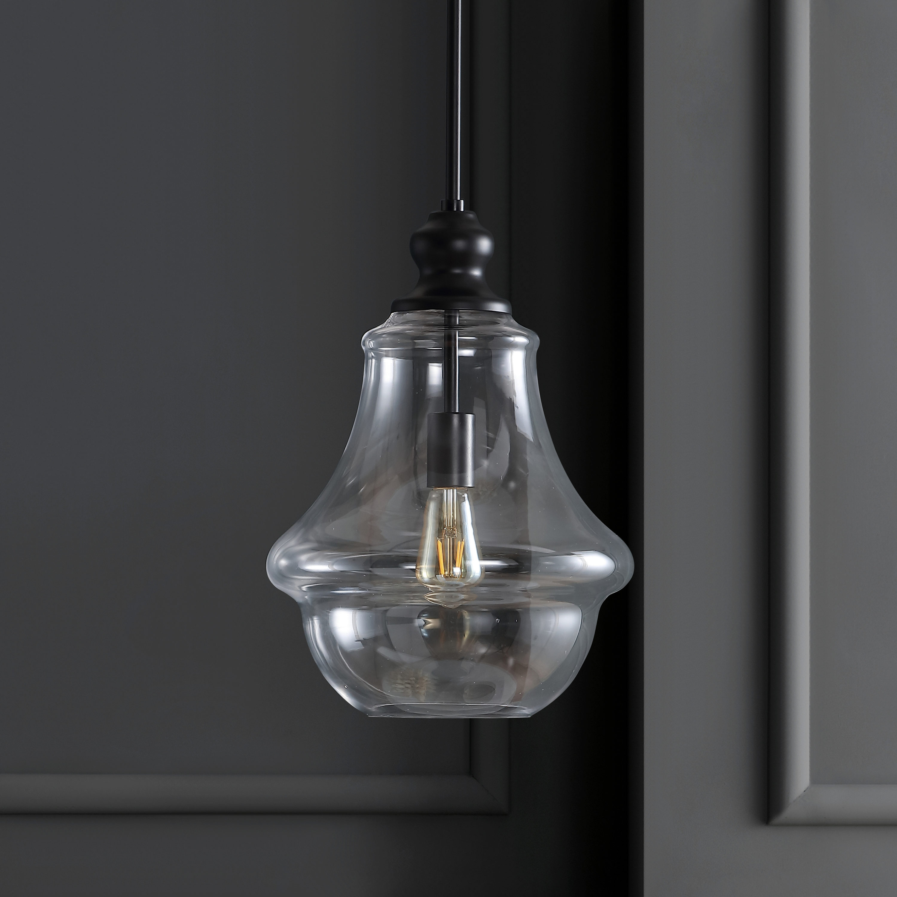 Adam 12" Oil Rubbed Bronze Farmhouse Glass LED Pendant