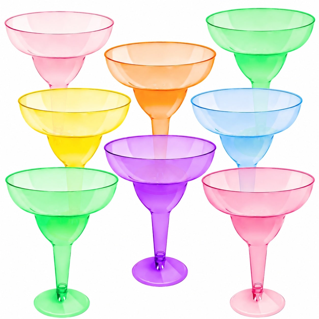 Aoibox  12 oz Neon Color Disposable Plastic Stemmed Two Piece Assembly Cup for Fiesta and Cinco de Mayo 30 Pack