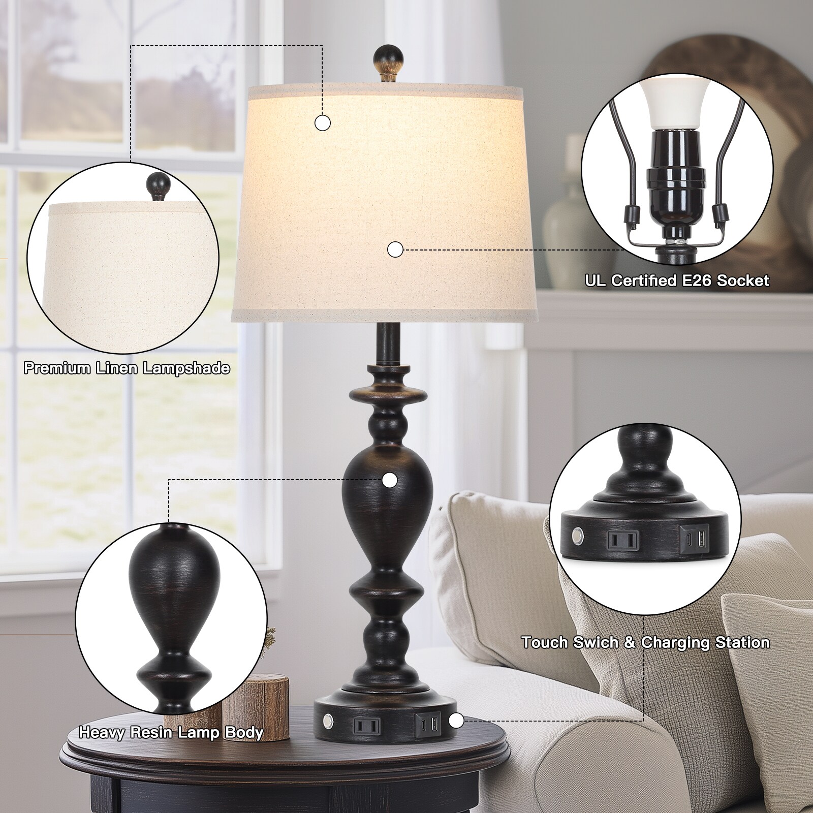 UrFurnishings TD-779 Table-Lamps - View #5
