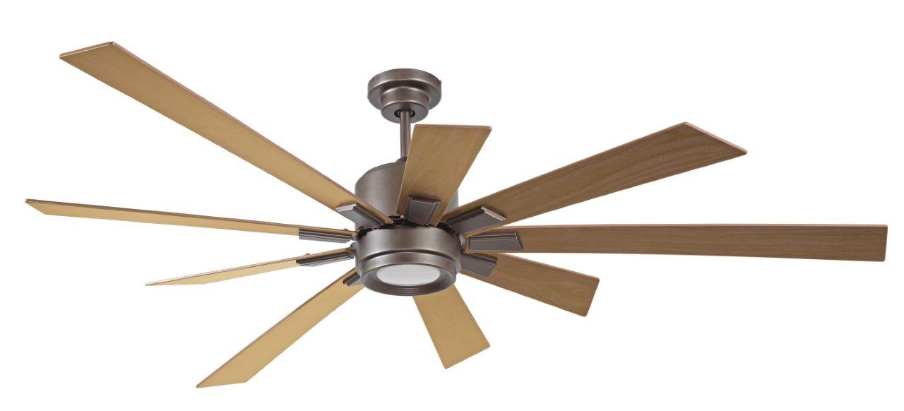 Craftmade KAT72ESP-72ROAK Katana 72-in Espresso Integrated LED Indoor Downrod or Flush Mount Ceiling Fan with Light and Remote (9-Blade)
