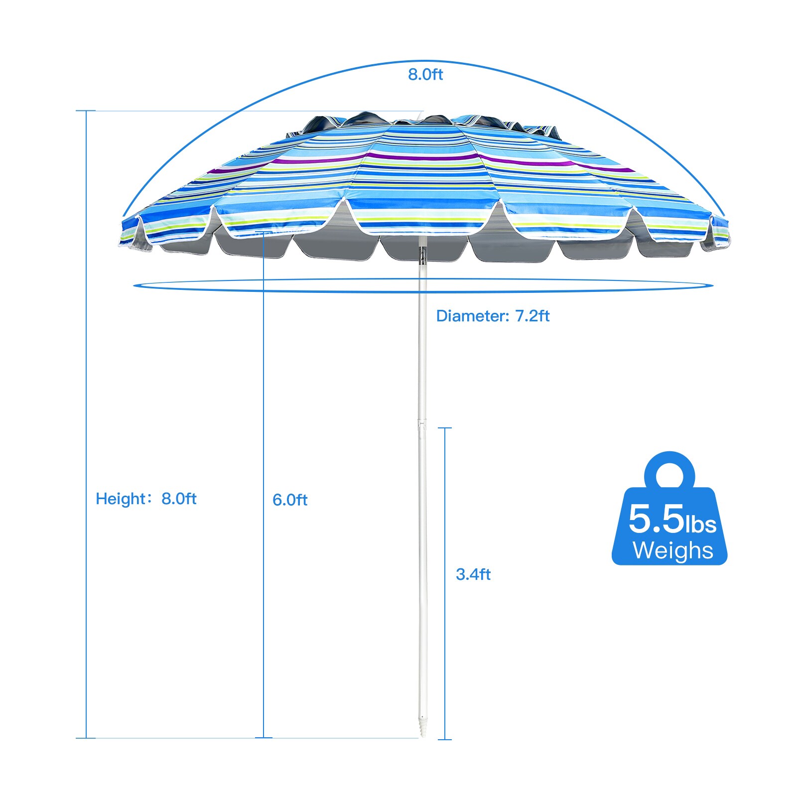 WELLFOR DOG70716BL Beach-Umbrellas - View #11