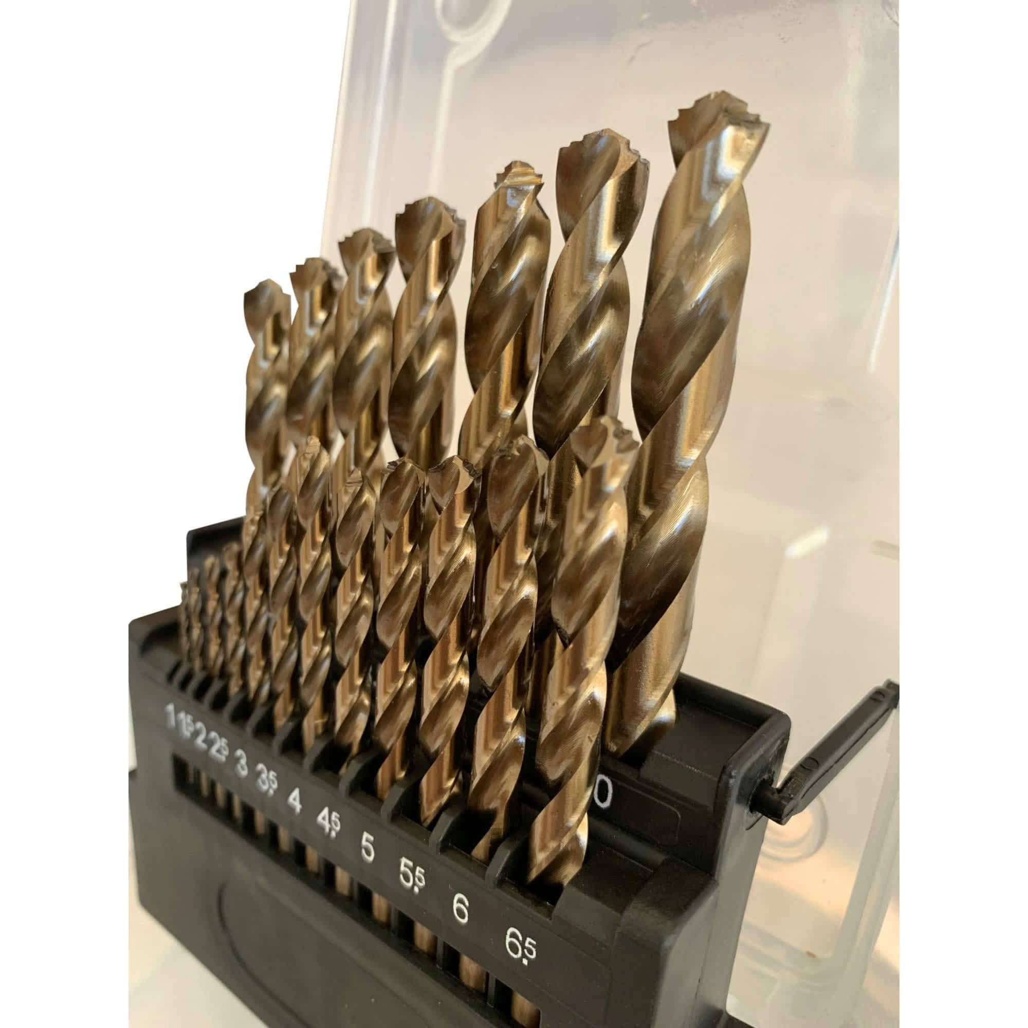 Etokfoks  Metric M42 8 Percent Cobalt Twist Drill Bits Set 1mm to 10mm 19pcs for Stainless Steel and Hard Metal 135 Degree Split Point