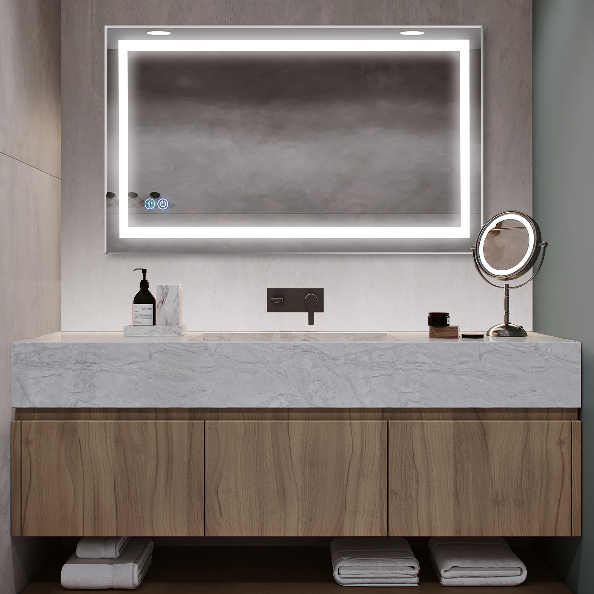 Edvivi WL2440 40-Inches x 24-Inches Polished Frameless Rectangle Dimmable Lighted Fog Free Bathroom Vanity Mirror ( Clear )