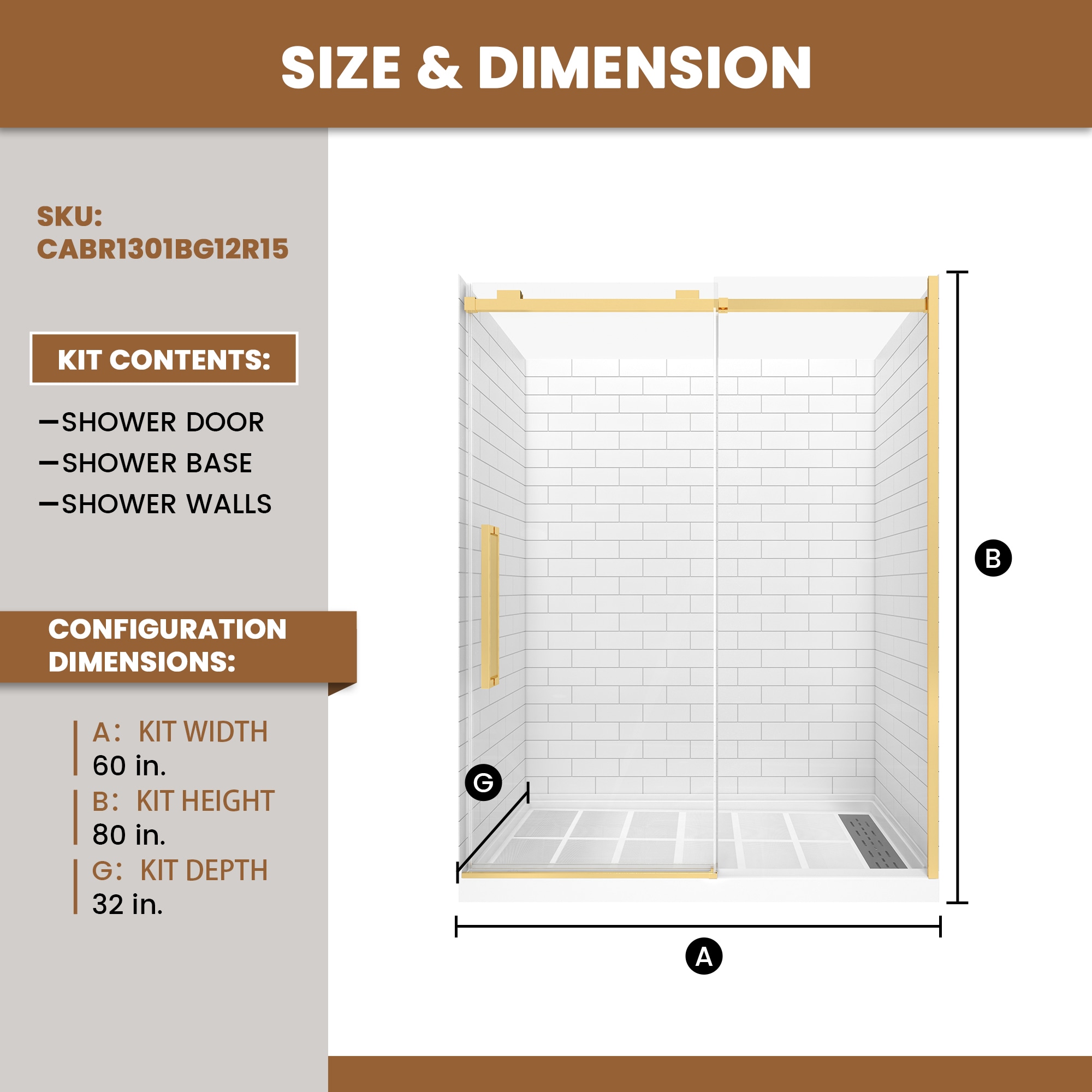 CASAINC CABR1301BG12R15 Alcove-Shower-Kit - View #2
