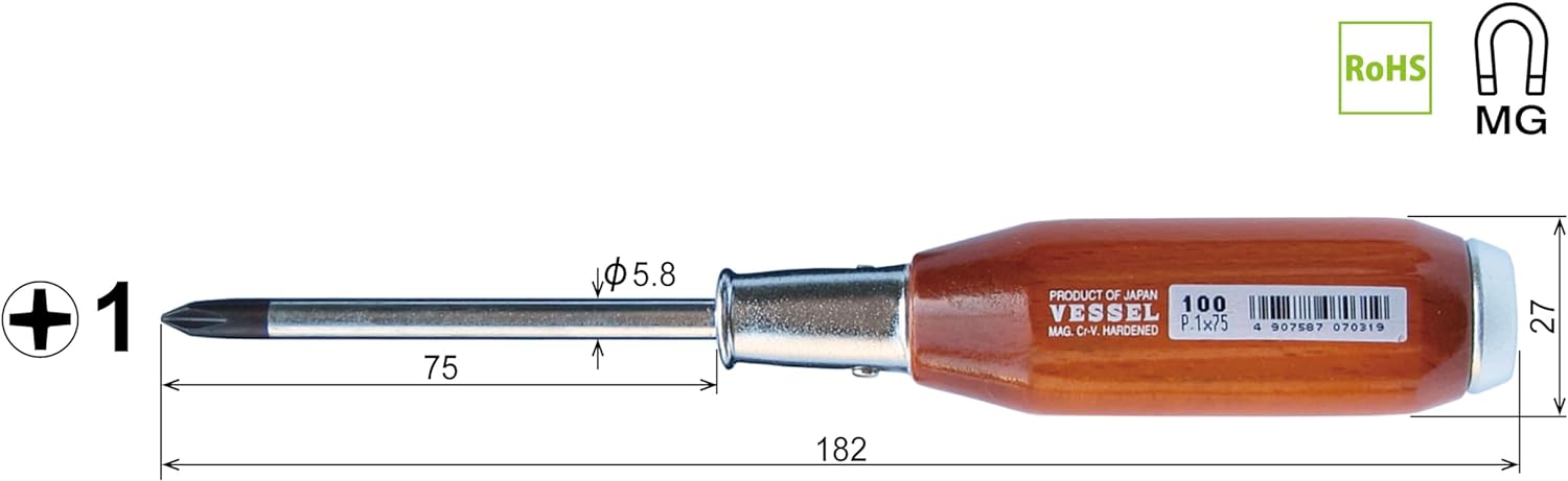 VESSEL 100P175 Screwdrivers-Individual - View #2