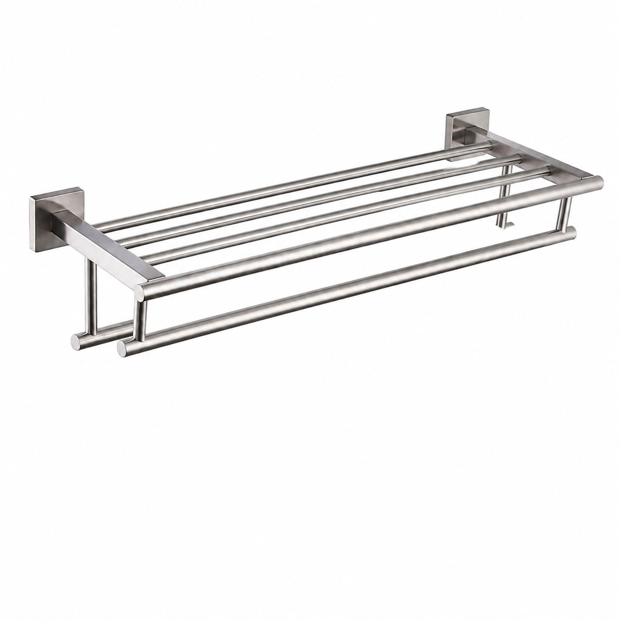 Aoibox  20 Inch Bathroom Towel Rack Wall Mounted SUS 304 Stainless Steel Brushed Nickel Finish Double Towel Bars Shelf Space Saving Design