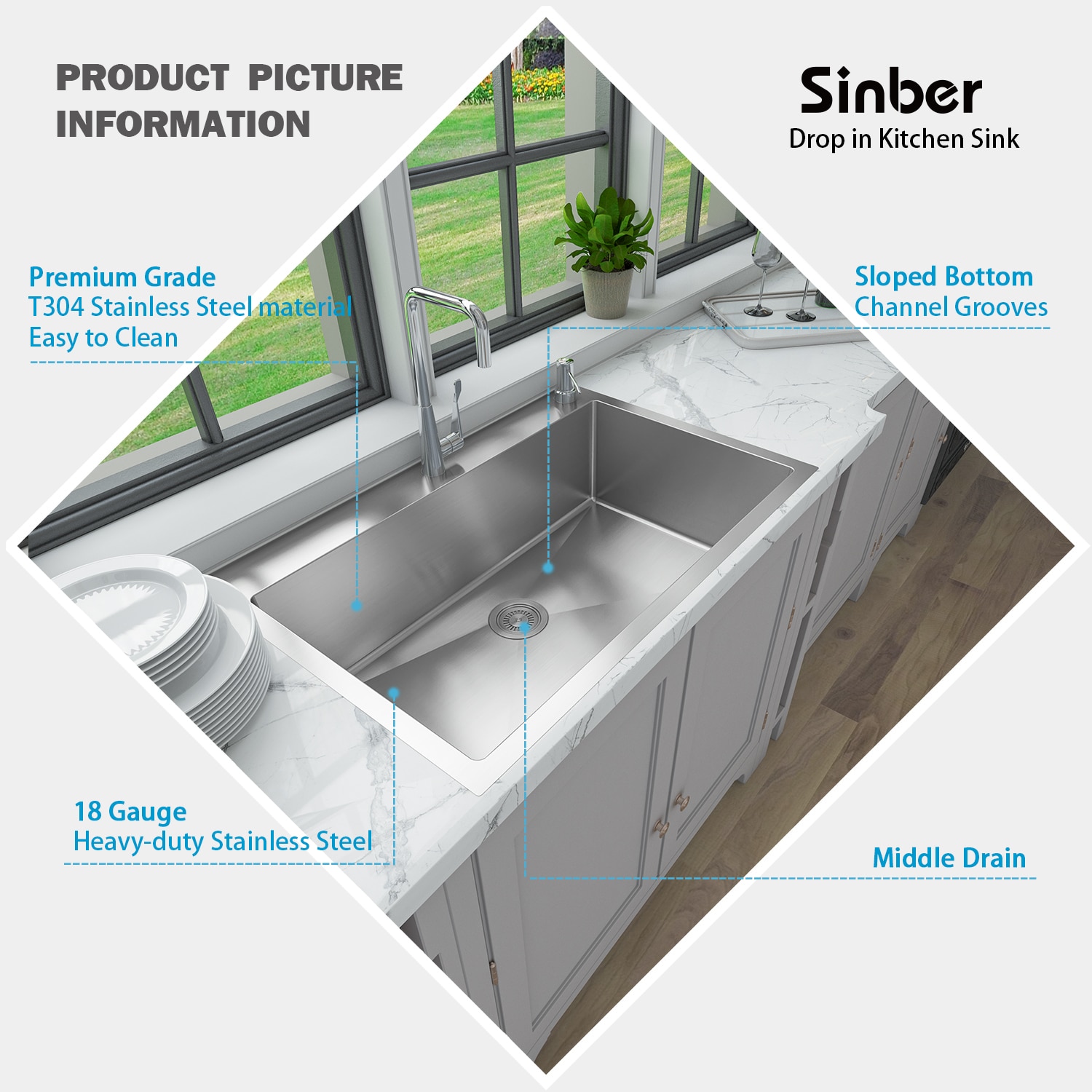 Sinber HT3322S Kitchen-Sinks - View #3