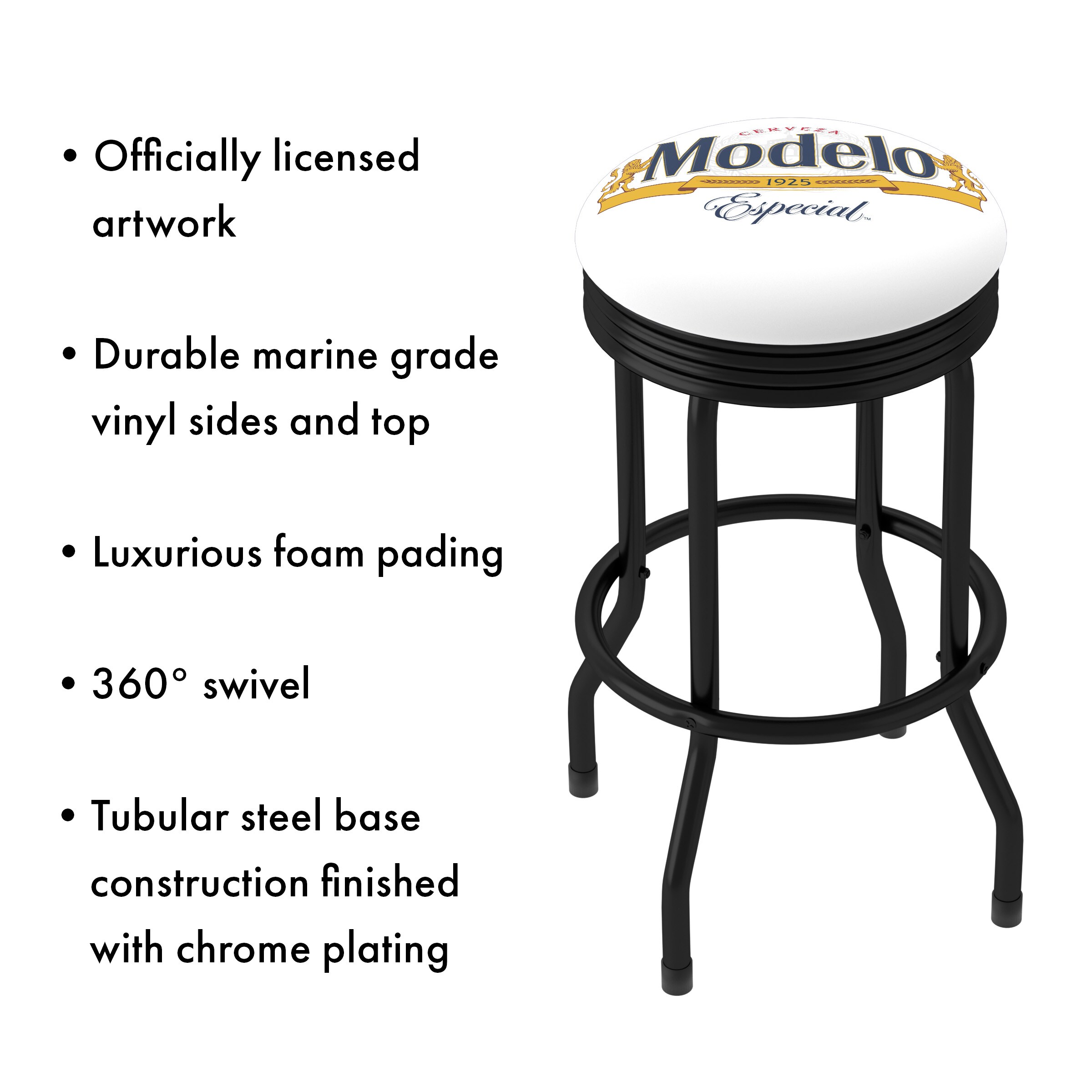 Black Metal Swivel Backless Bar Stool with Round Seat