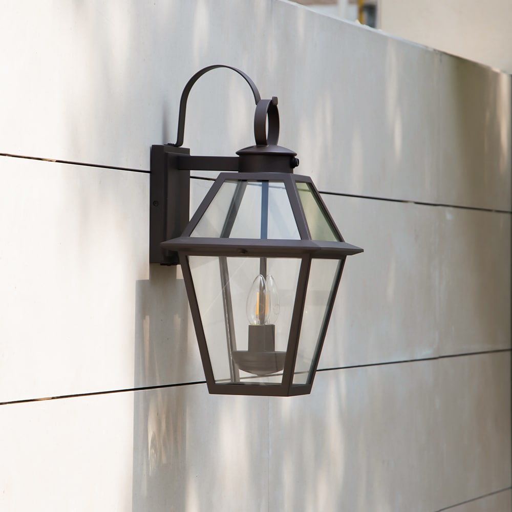 LUTEC 2-Light 18.23-in H Matte Bronze Dusk to Dawn Outdoor Wall Light ...