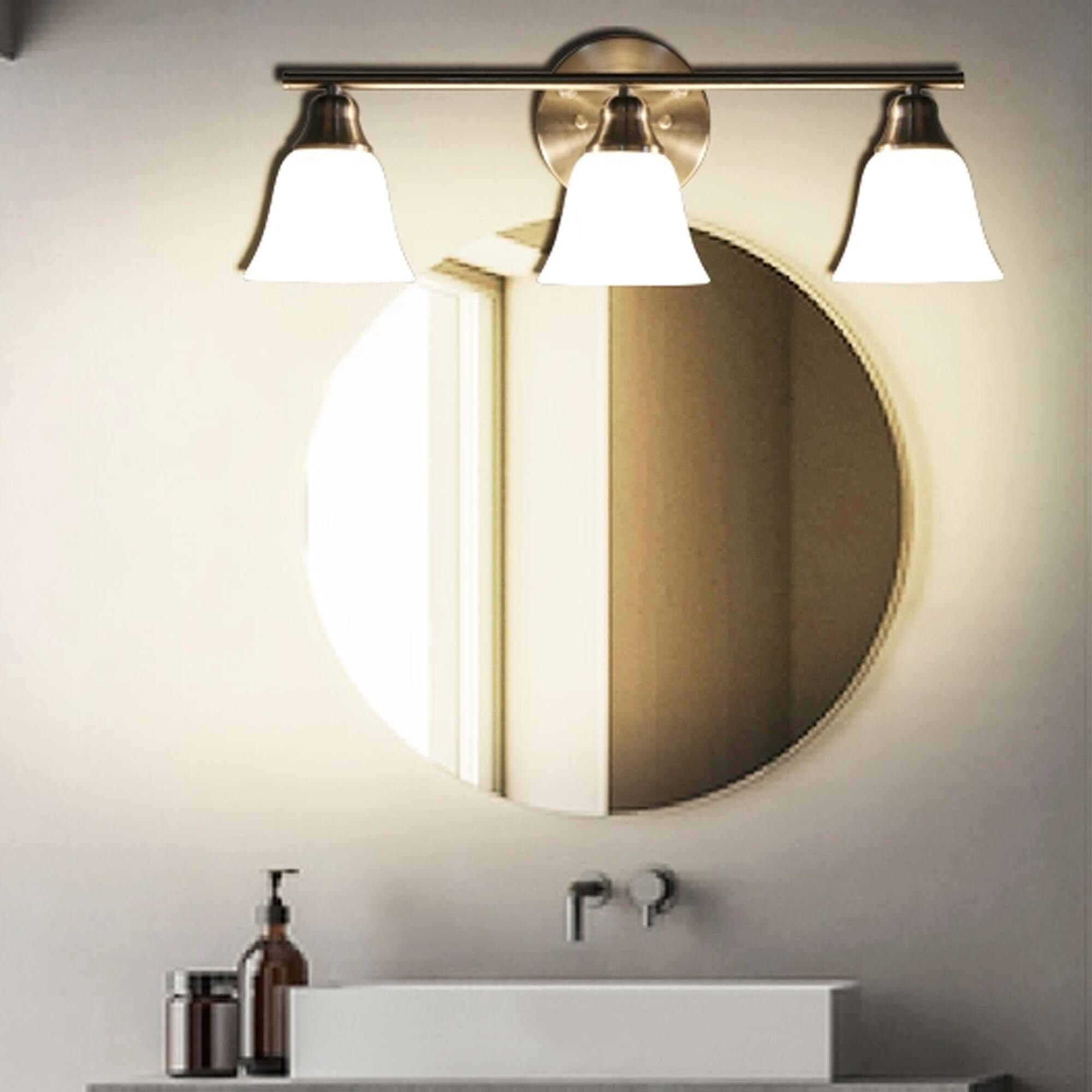 24 Inch Brushed Nickel Vanity Light with Alabaster Glass Shades