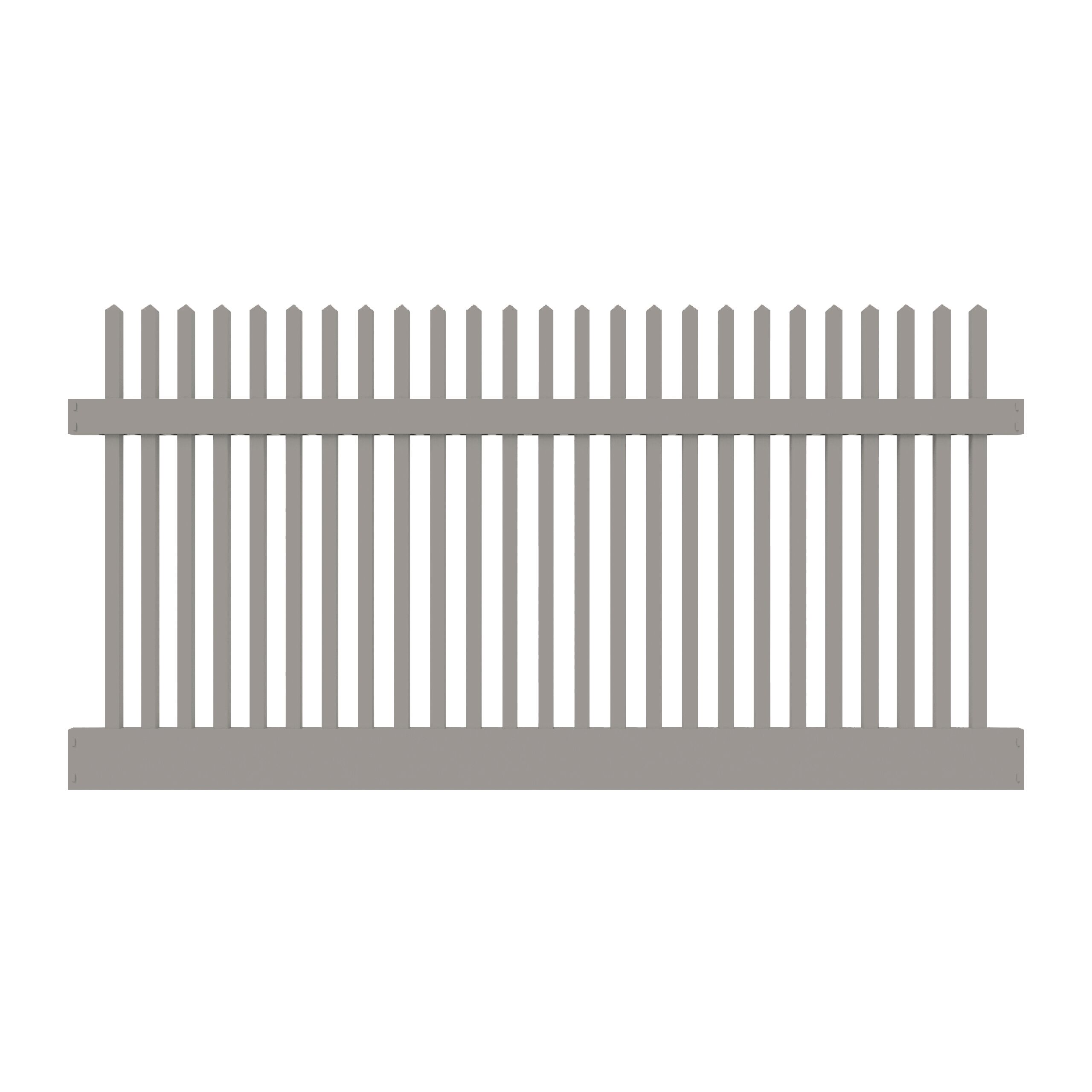 Freedom Keswick 4-ft H x 8-ft W Gray Vinyl Picket Fence Panel at Lowes.com