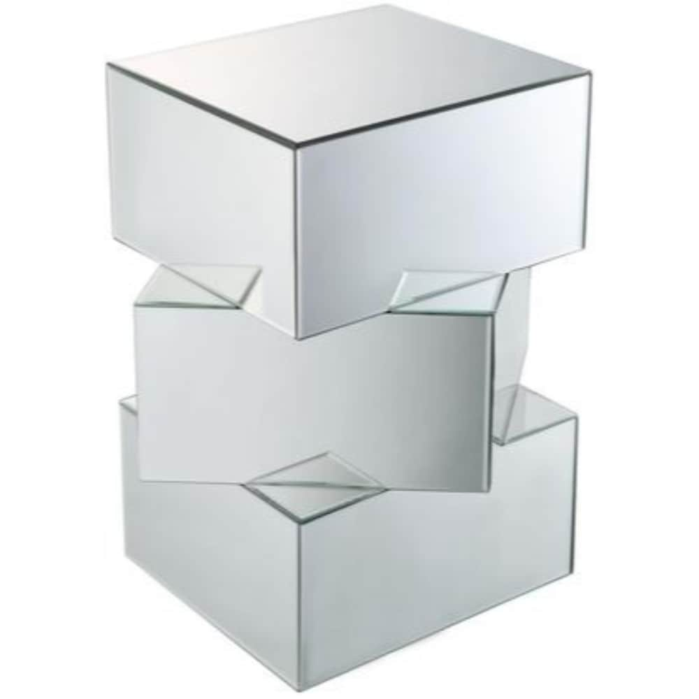 Benzara 20-in W x 24-in H Silver Glass Modern End Table Fully Assembled ...