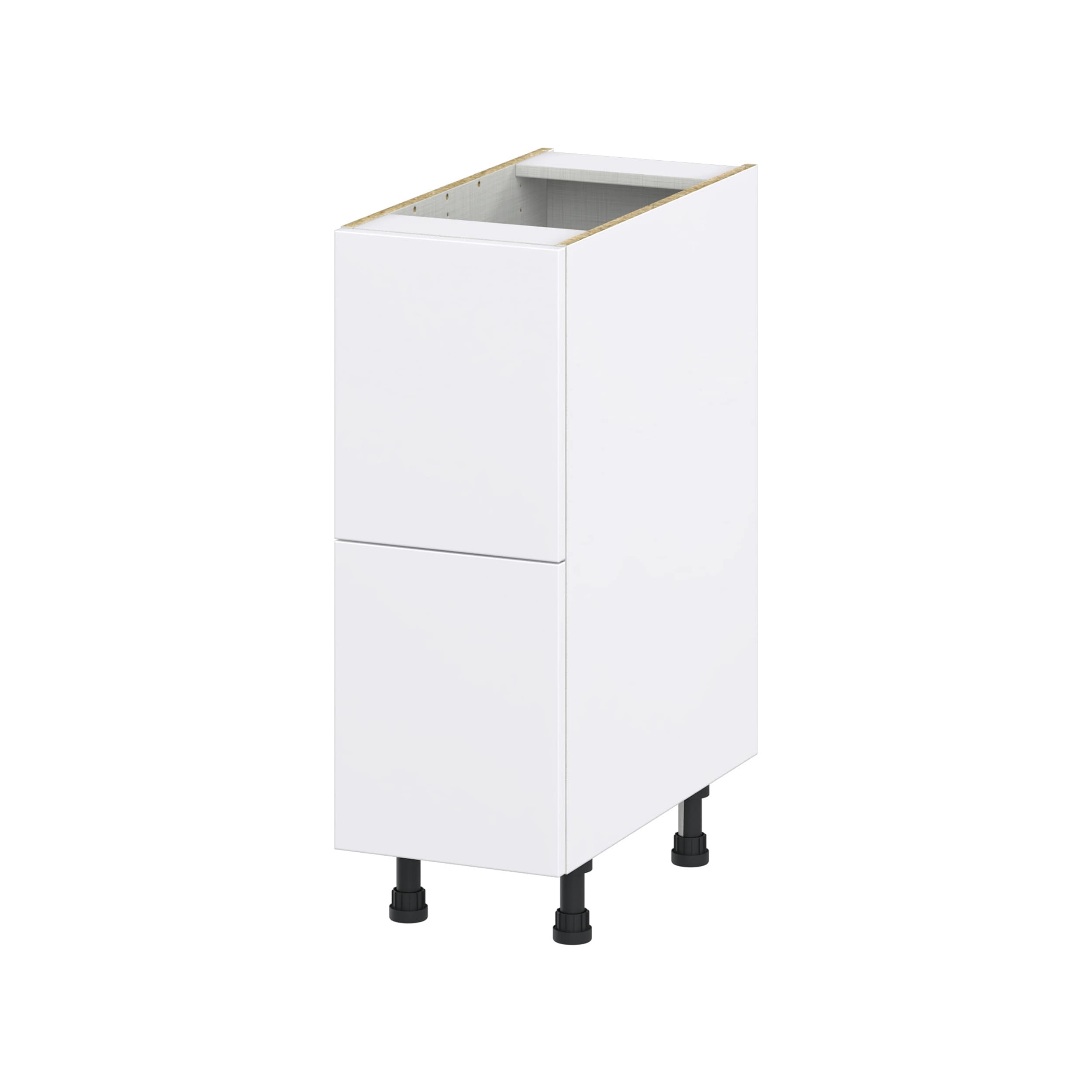 Hugo&Borg Lasalle 12-in W x 34.5-in H x 24-in D Bright White Slab 2-Drawer Base Fully Assembled Cabinet (Flat Panel Style)