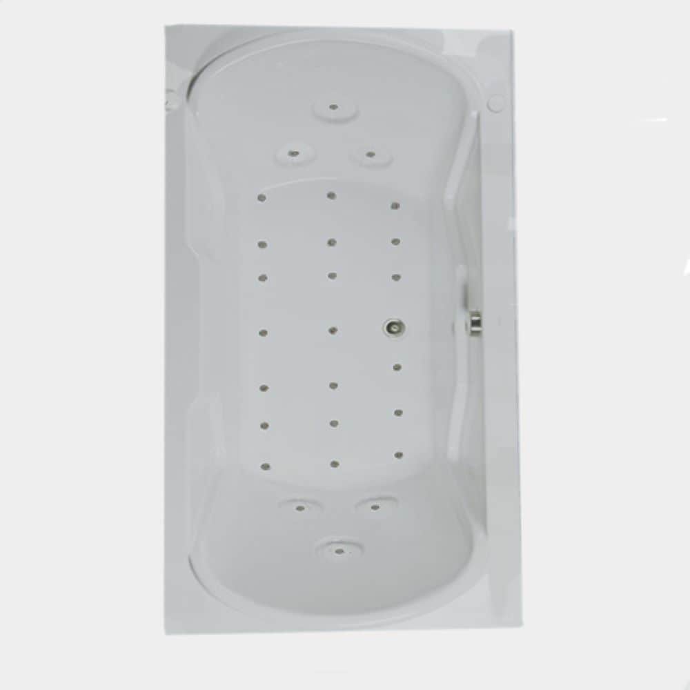 WaterTECH A7236CW WHITE Designer 36-in x 72-in White Acrylic Drop-In Air Bath (Reversible Drain)