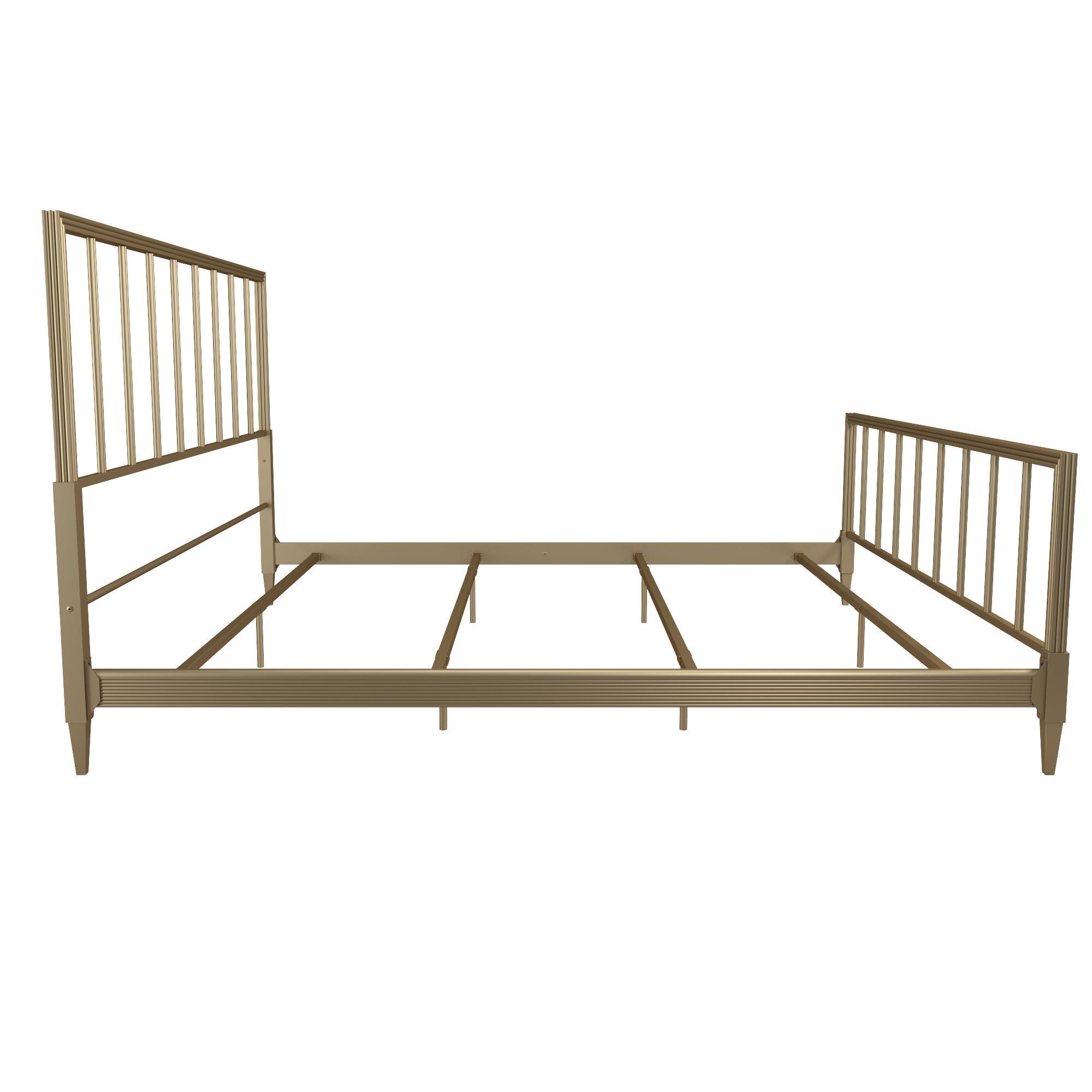 Blair King Size Golden Brass Metal Bed with Engraved Headboard