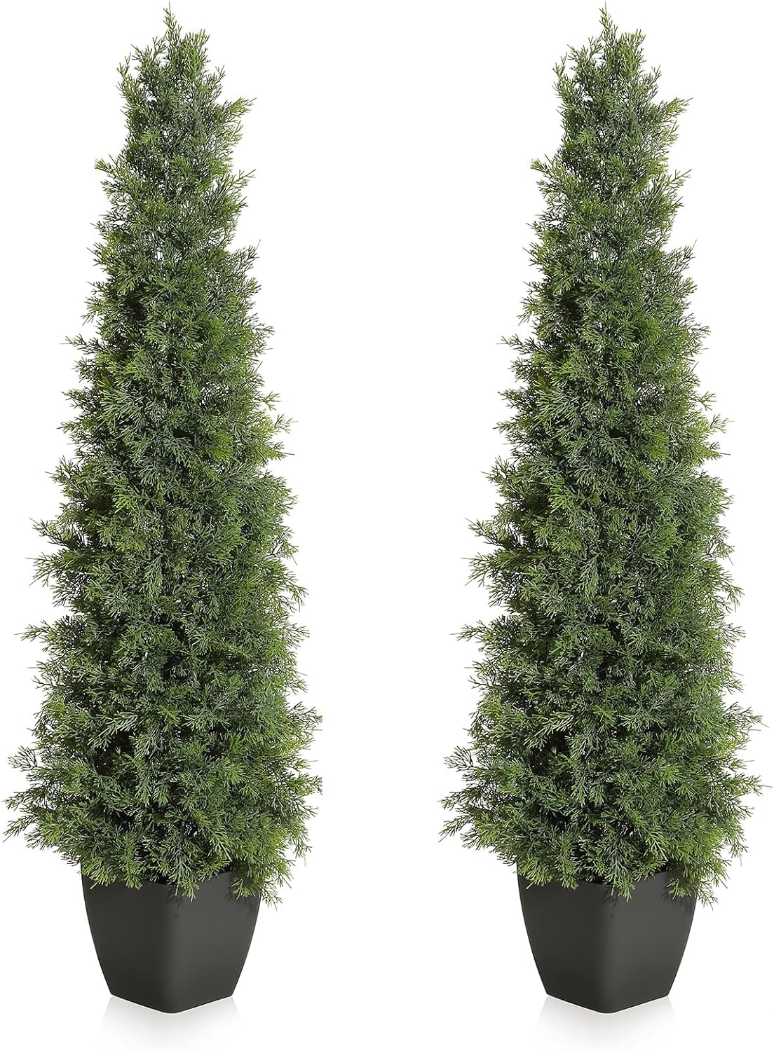 Der Rose - 4FT Artificial Christmas Trees for Porch Set of 2 Potted Cedar Topiary Trees Faux Cypr...