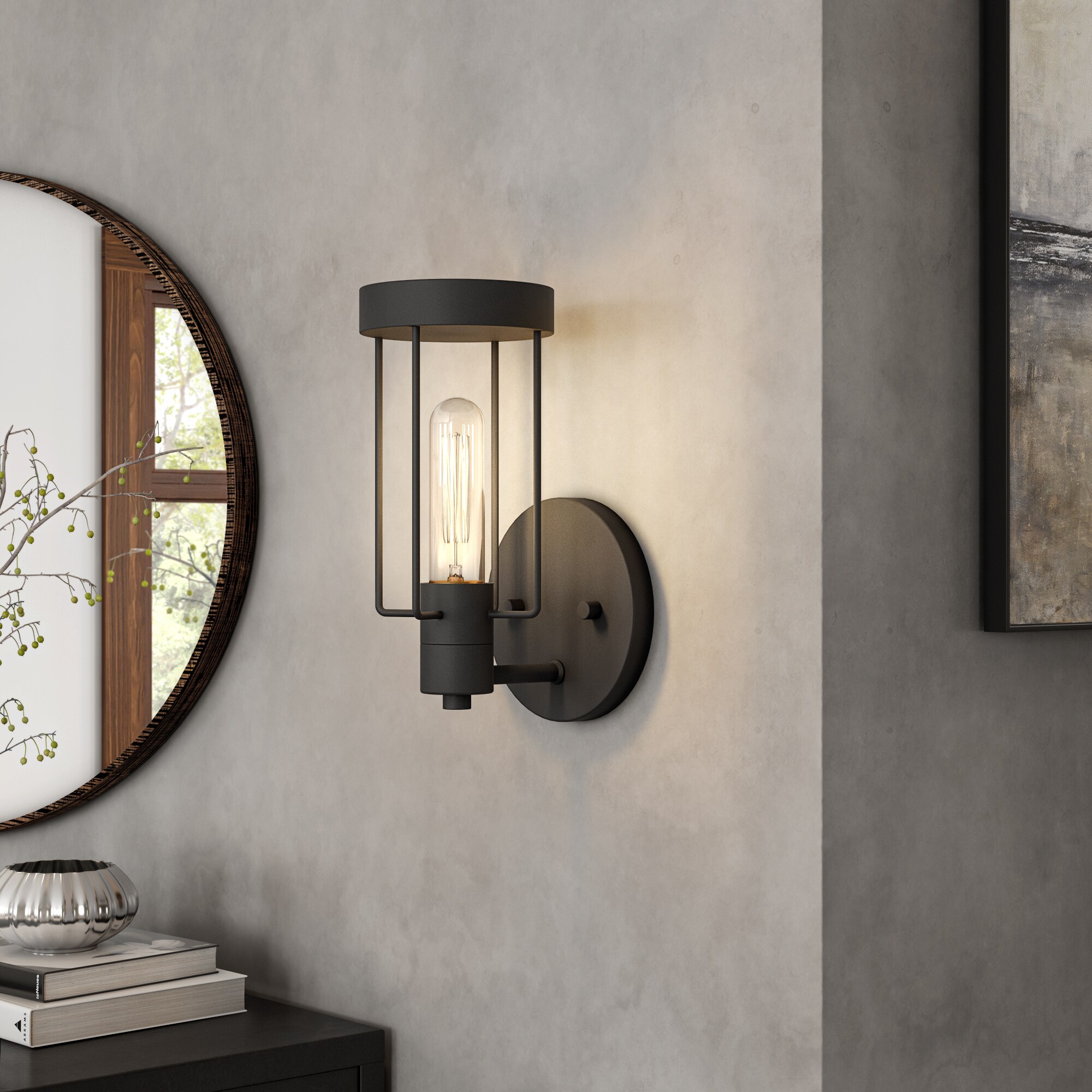 Designers Fountain D273M-WS-MB Tafo 4.75-in W 1 -Light Matte Black Industrial Wall Sconce