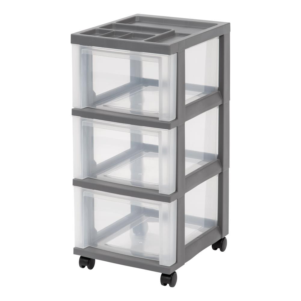 IRIS 25.94-in H x 12.05-in W x 14.25-in D 3-Drawers Gray Plastic 3 Cart ...