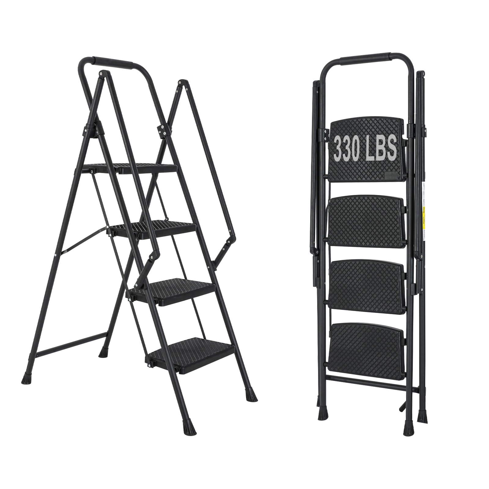 Siavonce FZ-D0102HRIMCT 4 Step Ladder 4 -Step 330-lb Capacity Black Steel Foldable Step Stool