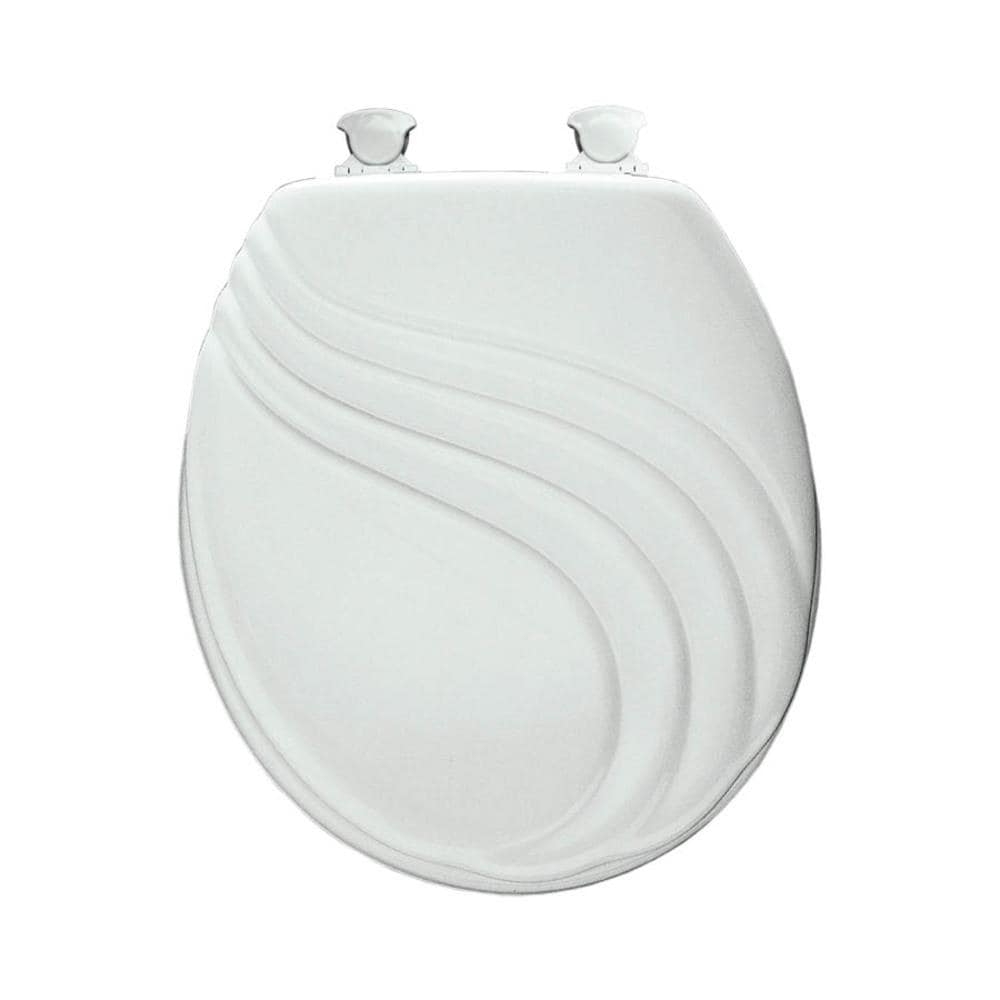 Mayfair 27EC-000 Sculptured Swirl Lift-Off-White Wood Round Toilet Seat 