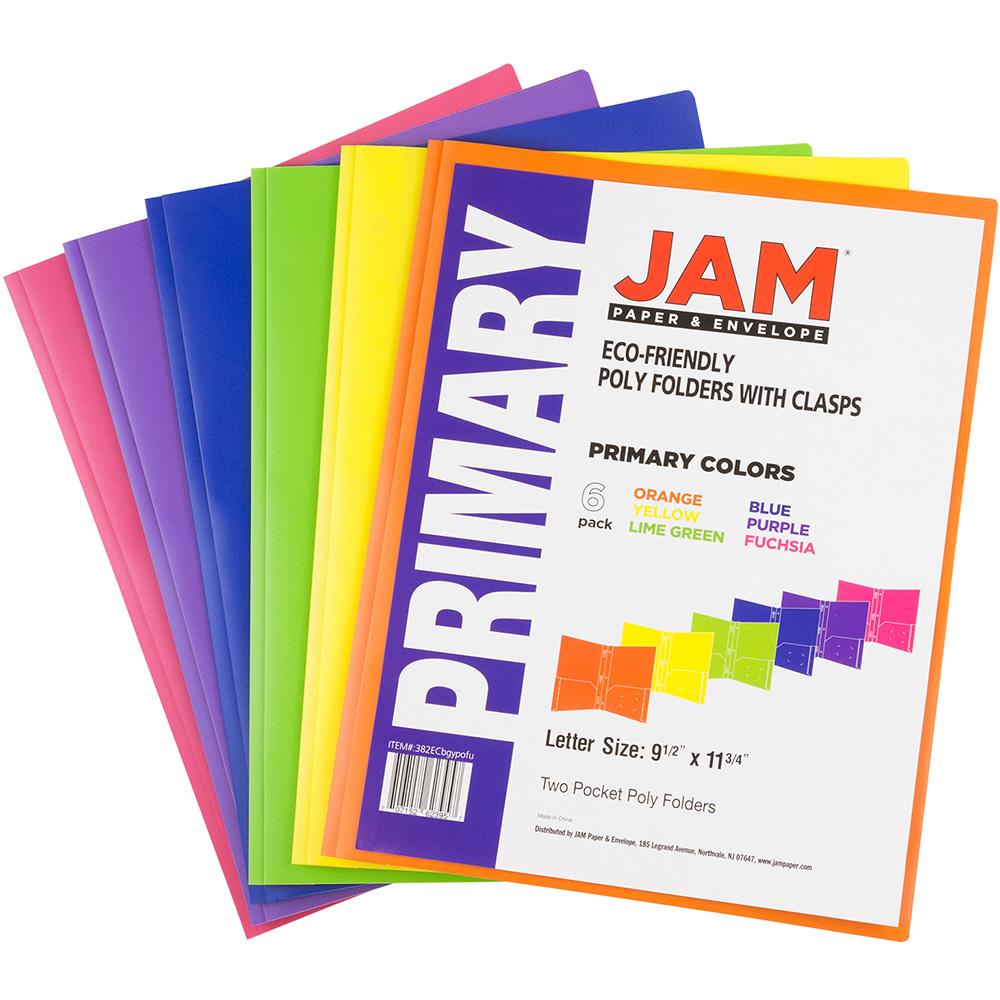 JAM Paper 6-Pack Assorted Plastic 9-in x 12-in Pocket Folder at Lowes.com