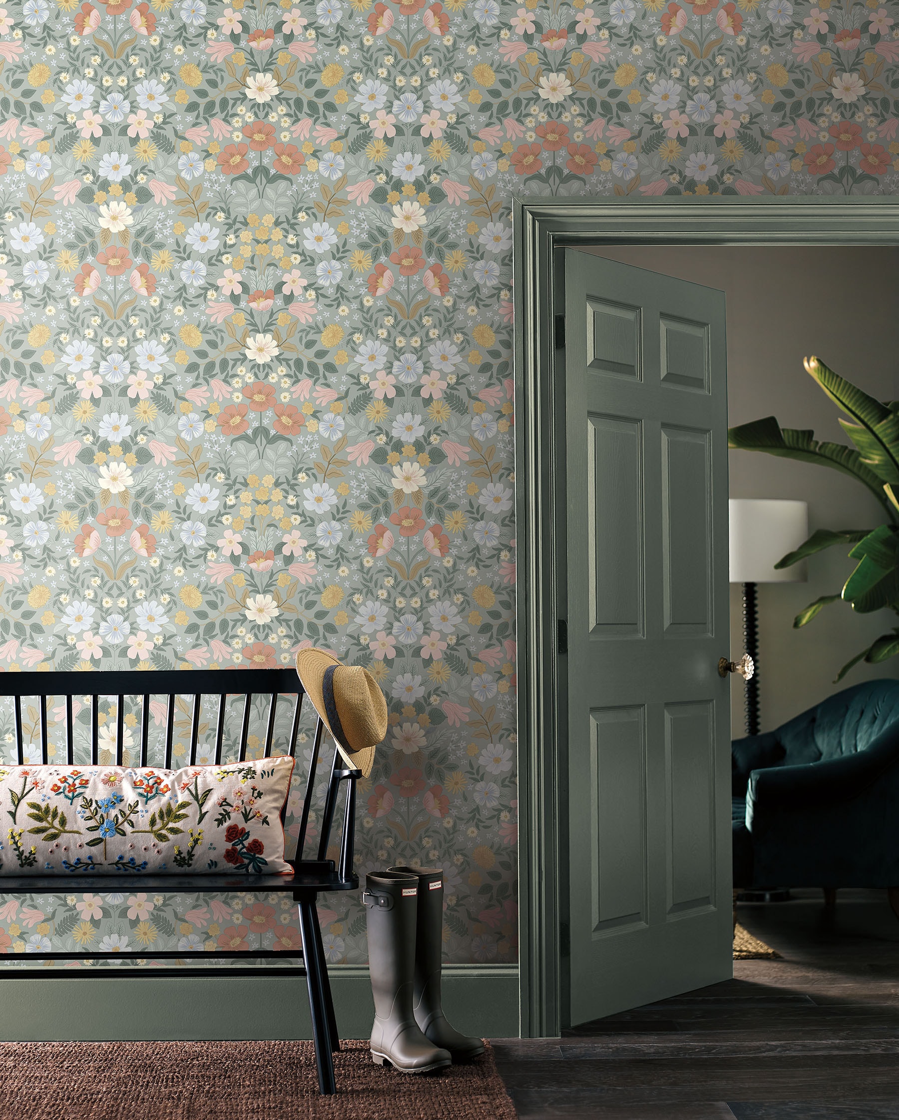 Sage Floral Peel and Stick Wallpaper Roll