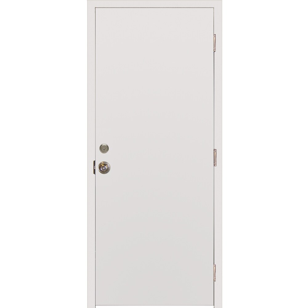 MMI DOOR 2868HMFLPHWKNBDB 32-in x 80-in Steel Universal Reversible Primed Fire Rated Front Door Hollow Core