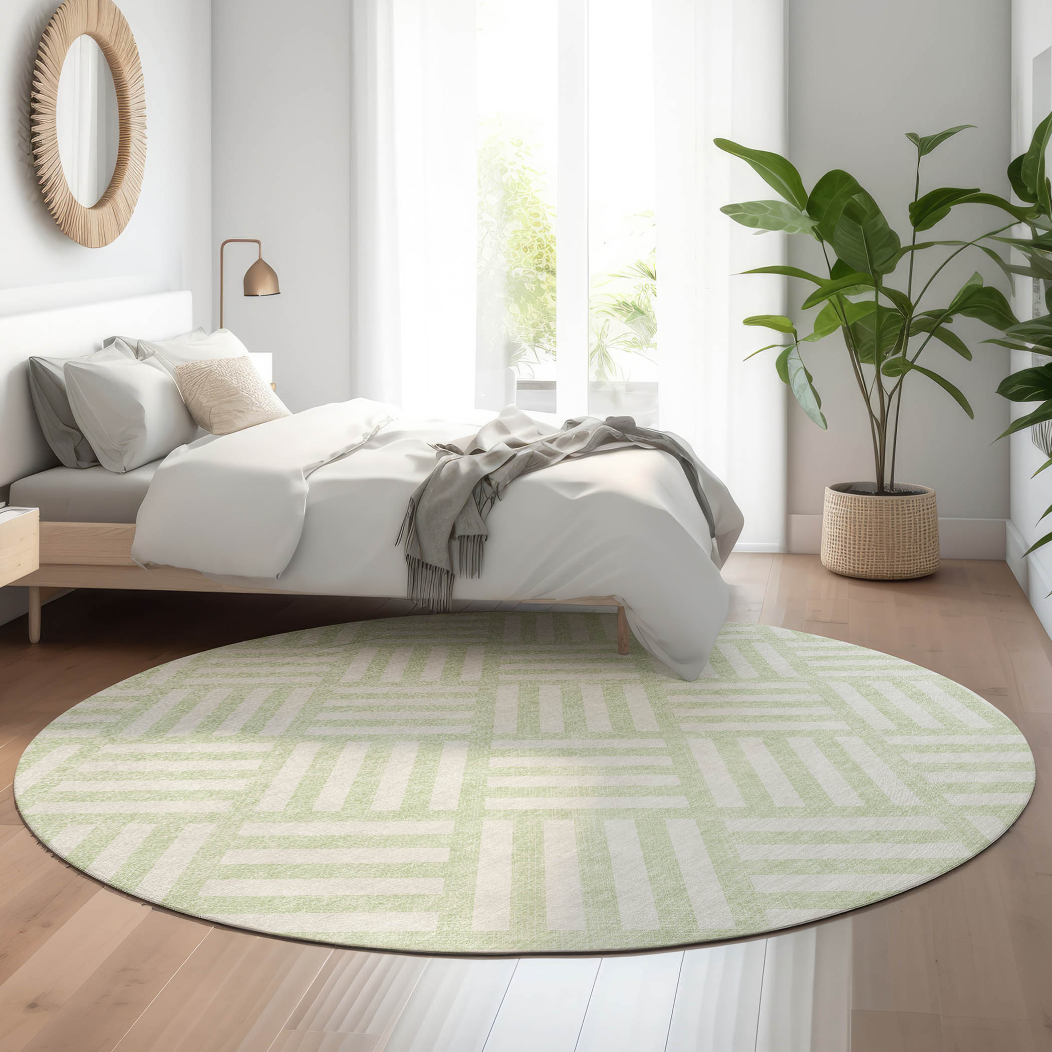 Addison Rugs AMF620MZ8RO Mayfield AMF620MZ 8 x 8 (ft) Loomed Polyester Mint Round Indoor Geometric Machine washable Area rug