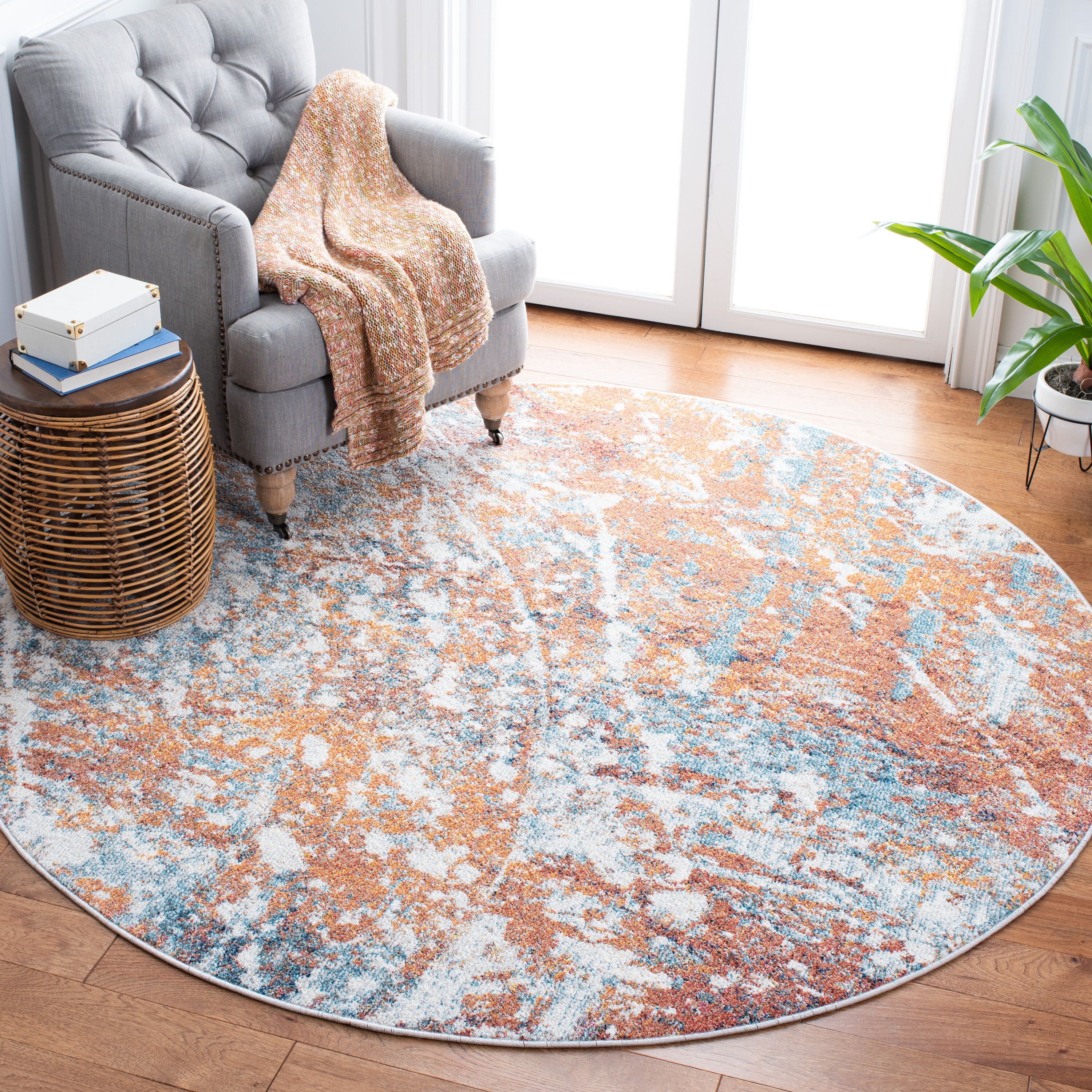 Crystal 316A Ivory Rust 6ft-7in x 6ft-7in Round Rug