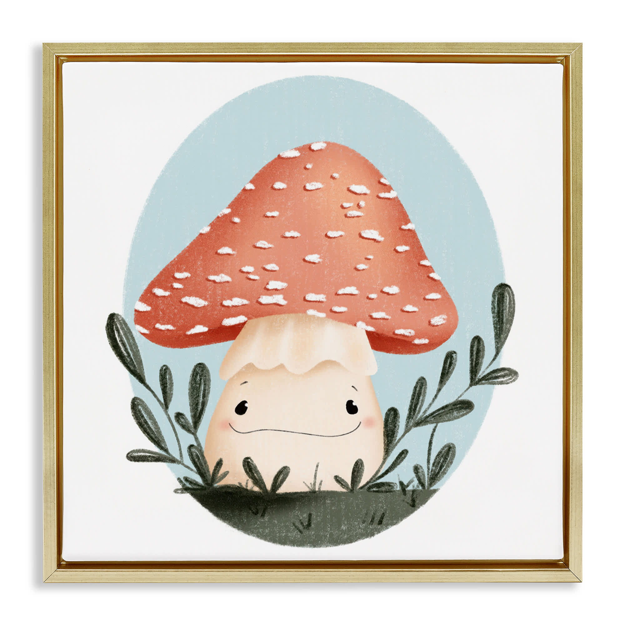 Stupell Industries BT-435-FFG-24X24 Smiling Mushroom In Nature Floating Frame design by Sarah Hickman