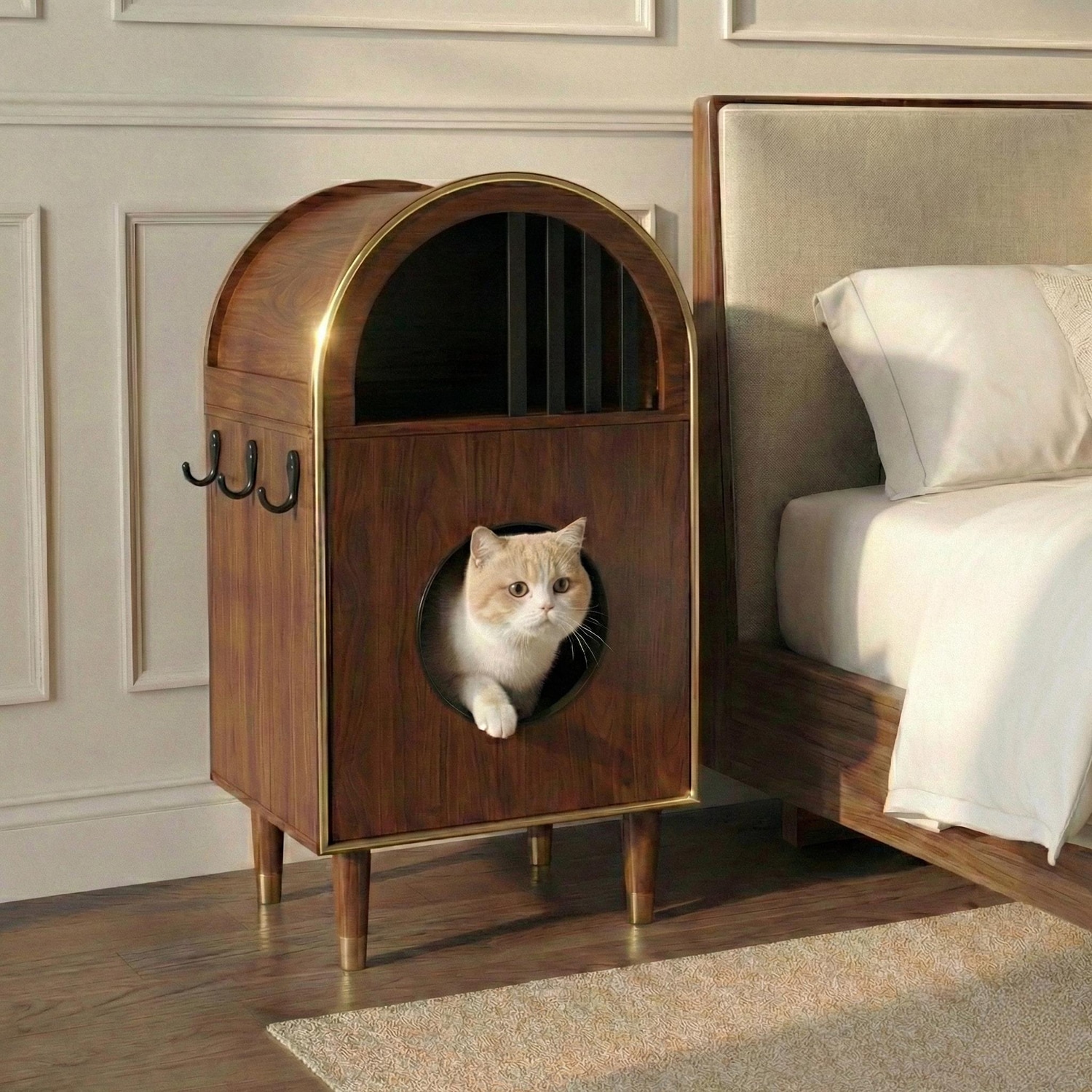 Mondawe Cat Litter Box Enclosure with 2-in-1 Condo Cat Bed (Espresso)