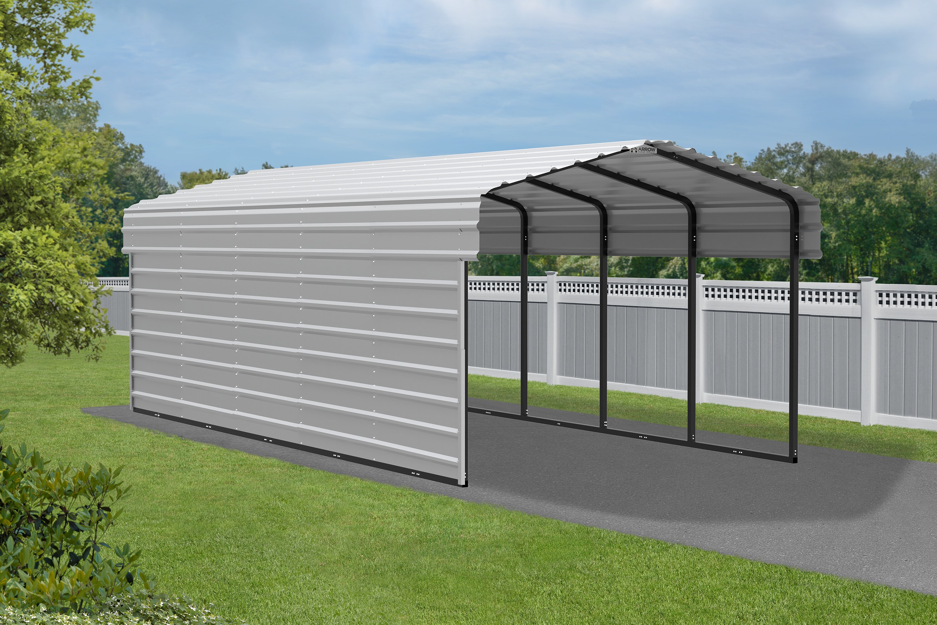 Arrow 10-ft W x 24-ft L x 8.2-ft H Eggshell Metal Carport in the ...