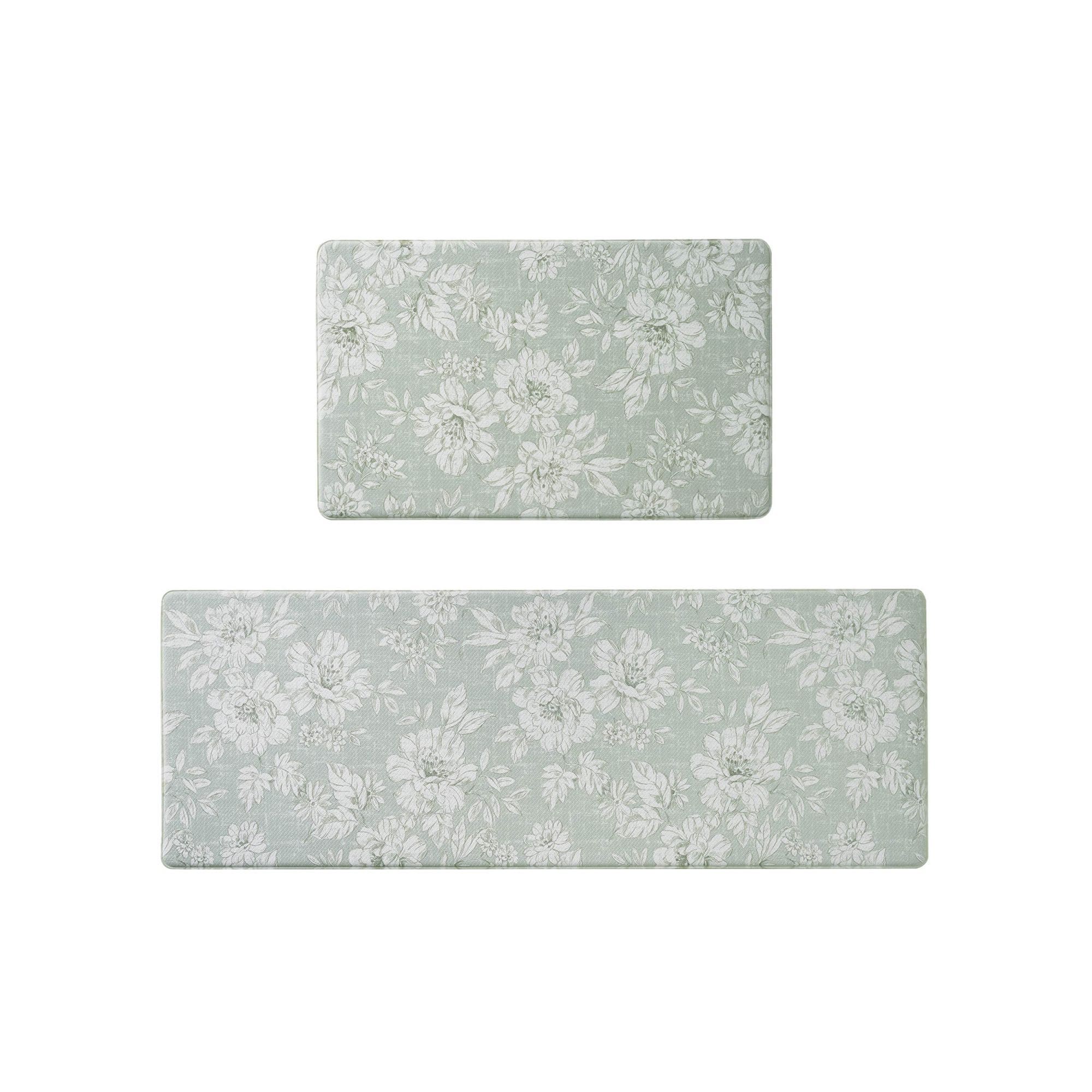 Laura Ashley -  Iris 17.5 in x 48 in and 17.5 in x 28 in Kitchen Mat Set