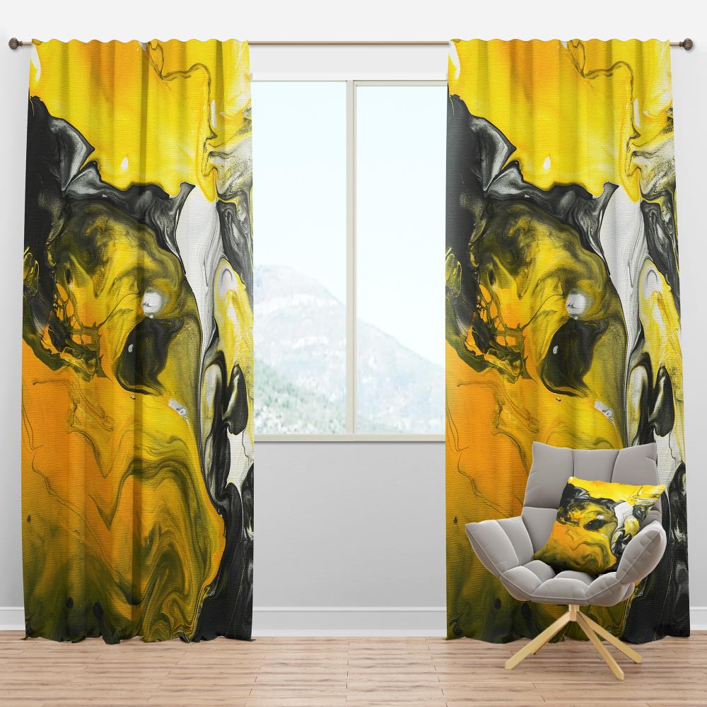 Designart CTN19165-52-63 63-Inches Yellow and Gold Room darkening Thermal lined Rod pocket Single curtain panel